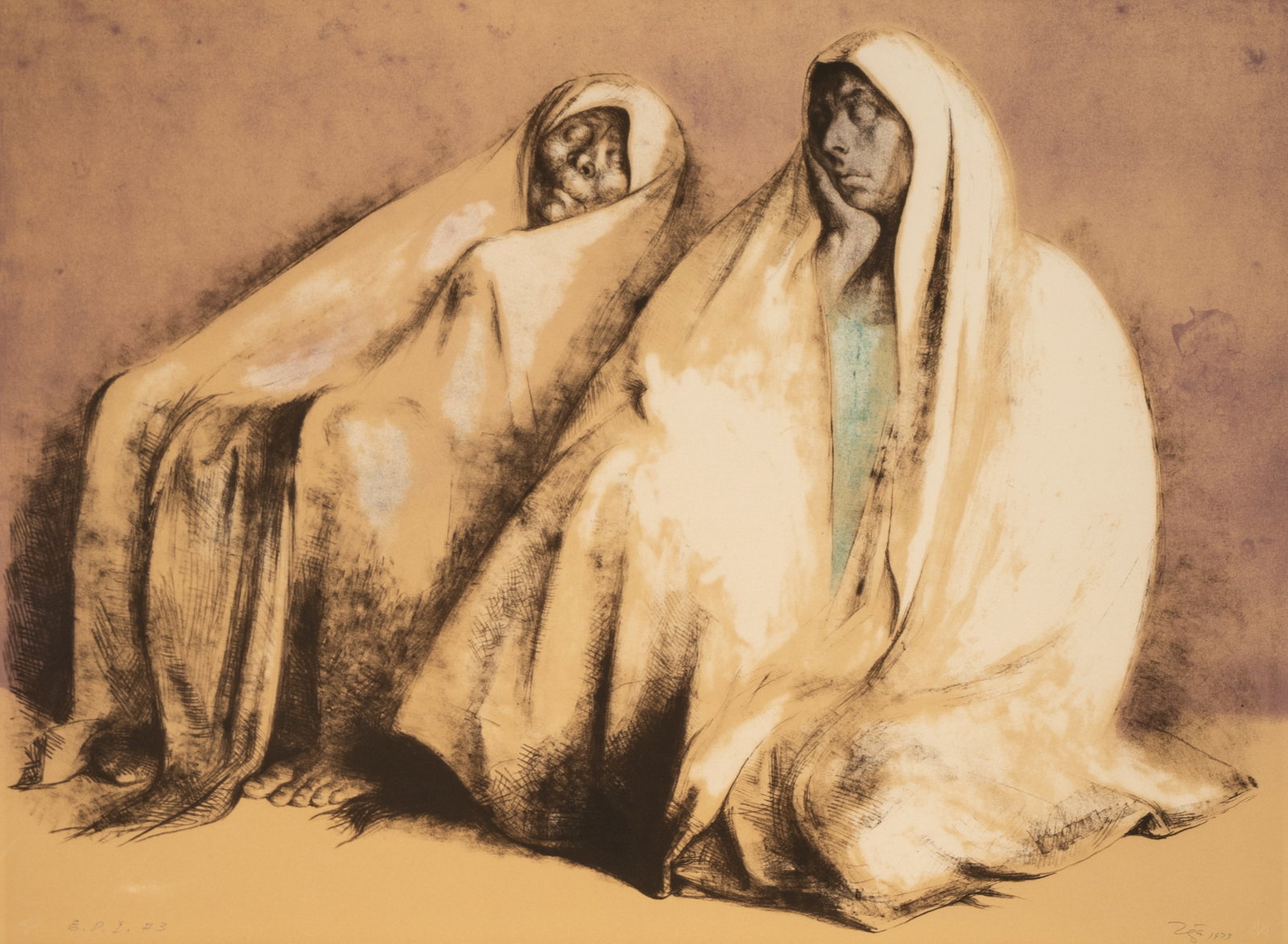 Francisco Zuniga (1912 - 1998): Two Women with Shawls (1 of 16)