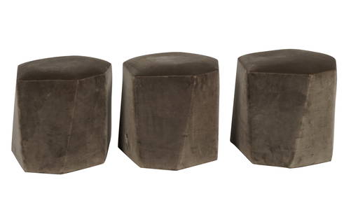 Set of Three Holly Hunt Stools: each upholstered with grey velvet and raised on casters; each with label 16 x 18 x 19 in. (40.6 x 45.7 x 48.3 cm.)