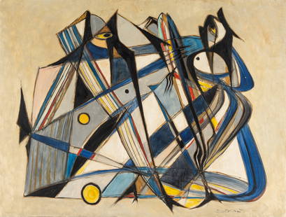 Emil Jean Kosa, Jr. (1903 - 1968): Untitled (Abstract): oil on board; signed lower right 25 x 33 in. (63.5 x 83.8 cm.), Frame: 26 x 34 in. (66 x 86.4 cm.)