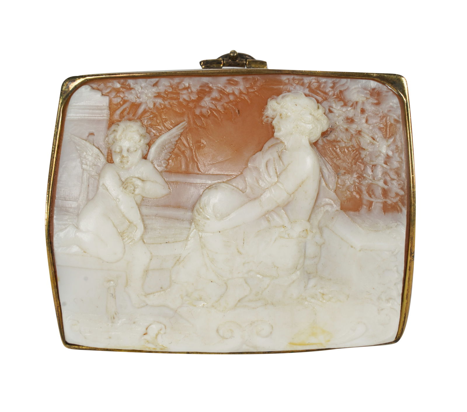 Gilt Metal-Mounted Helmut Shell Cameo Plaque (1 of 4)