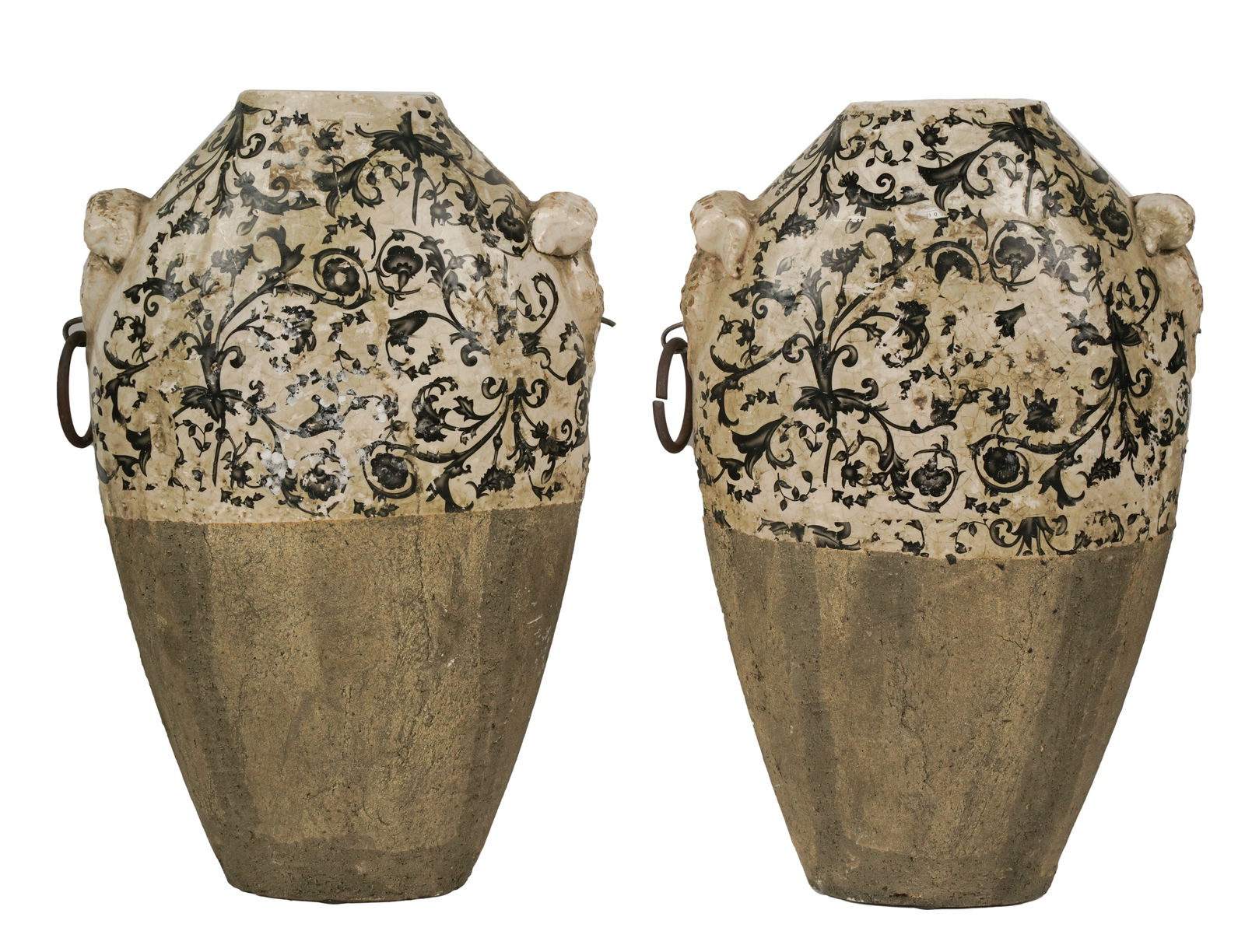 Pair of Persian-Style Ceramic Urns (1 of 8)