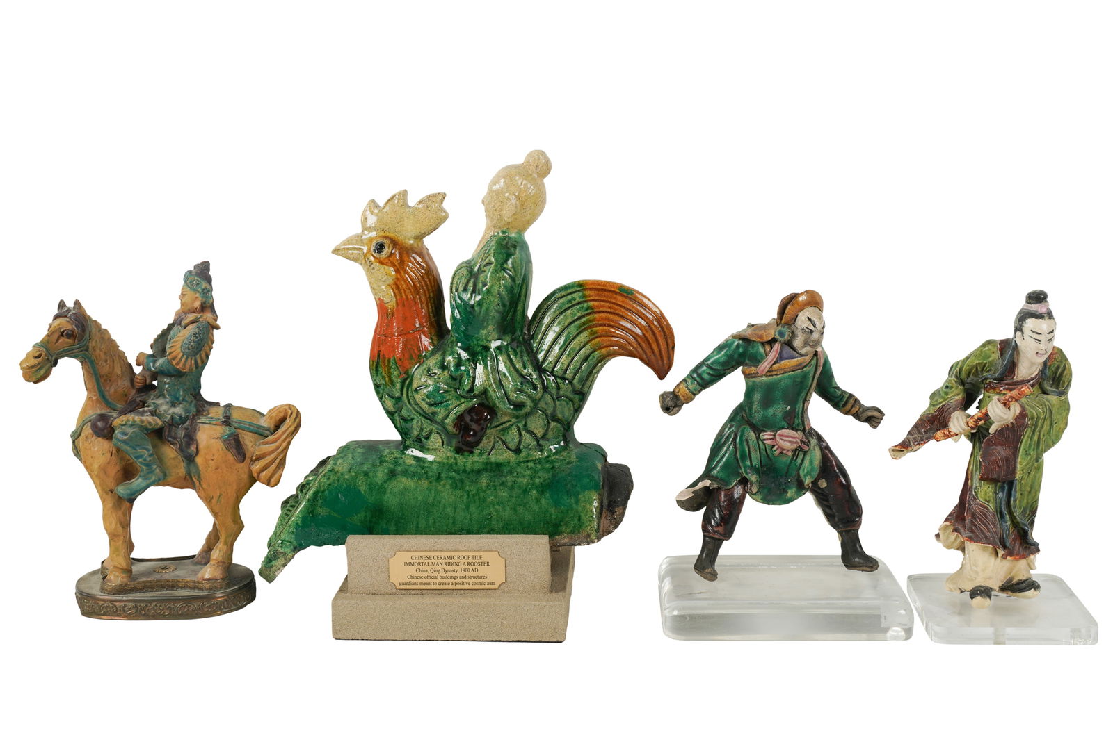 Four Chinese Glazed Ceramic Roof Tiles (1 of 8)