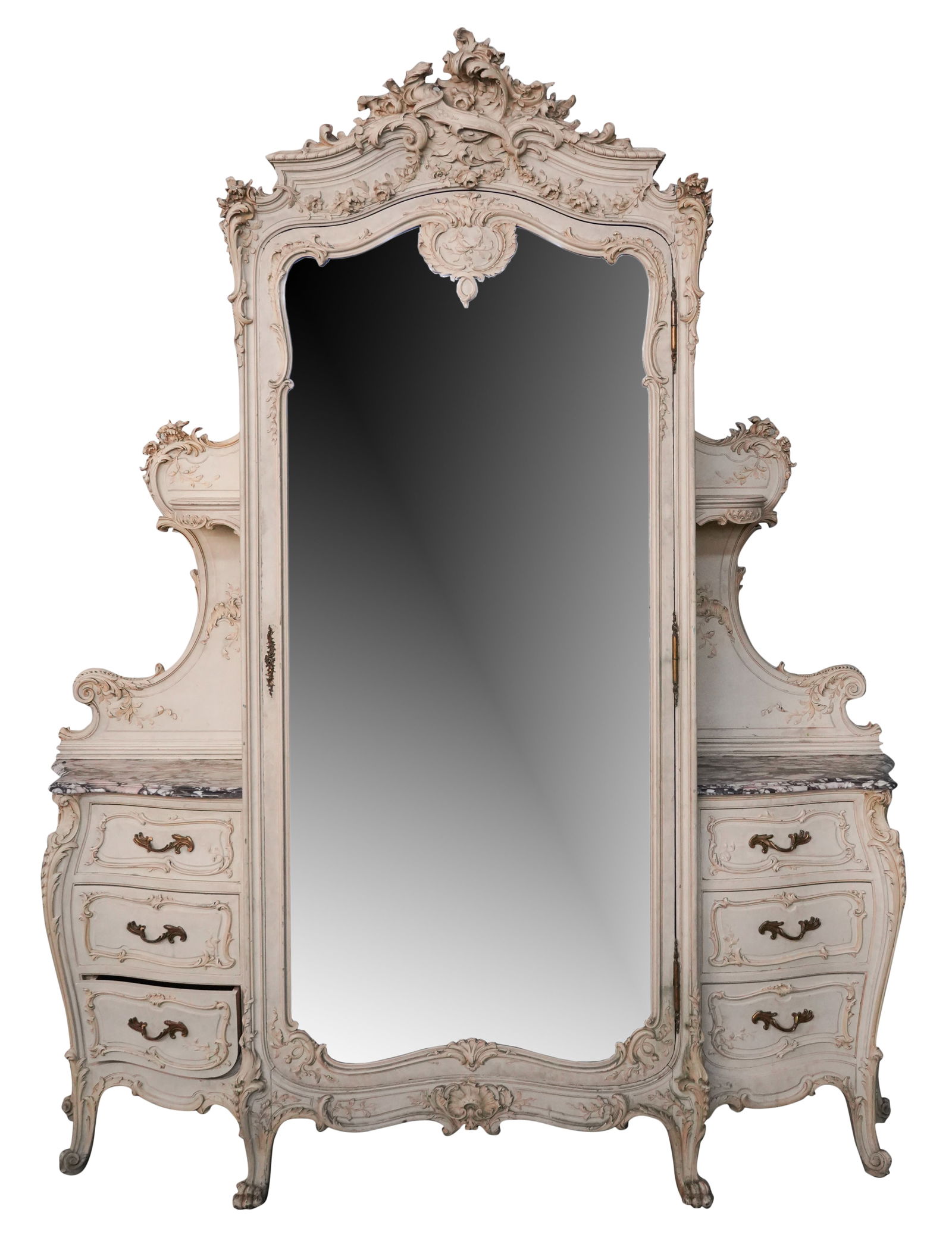 Rococo-Style Painted Wardrobe Cabinet (1 of 11)