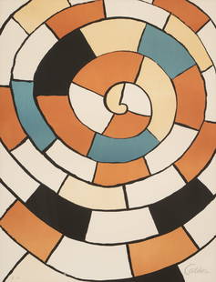 Alexander Calder, 1898-1976, Spiral: Alexander Calder 1898-1976 Spiral lithograph signed lower right, marked "E.A." lower left, Sheet: 25 1/2 x 19 1/4 in. (64.8 x 48.9 cm.), Frame: 36 x 30 1/4 in. (91.4 x 76.8 cm.)