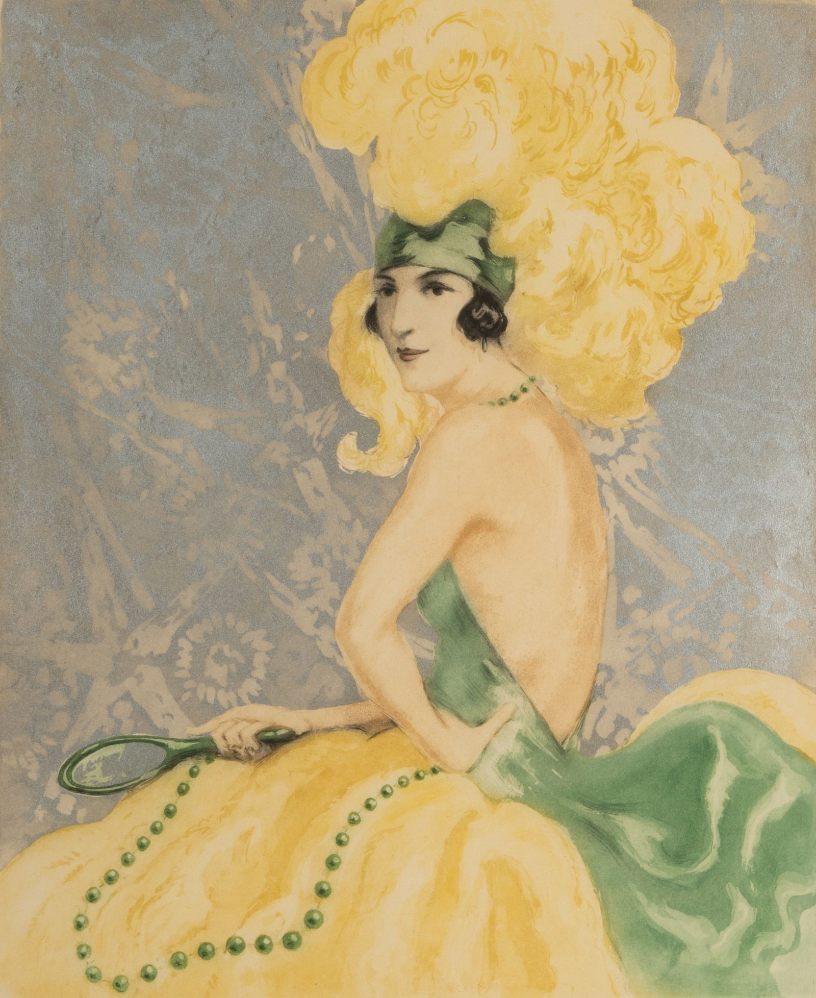 Art Deco Print of Lady in a Yellow and Green Dress (1 of 12)
