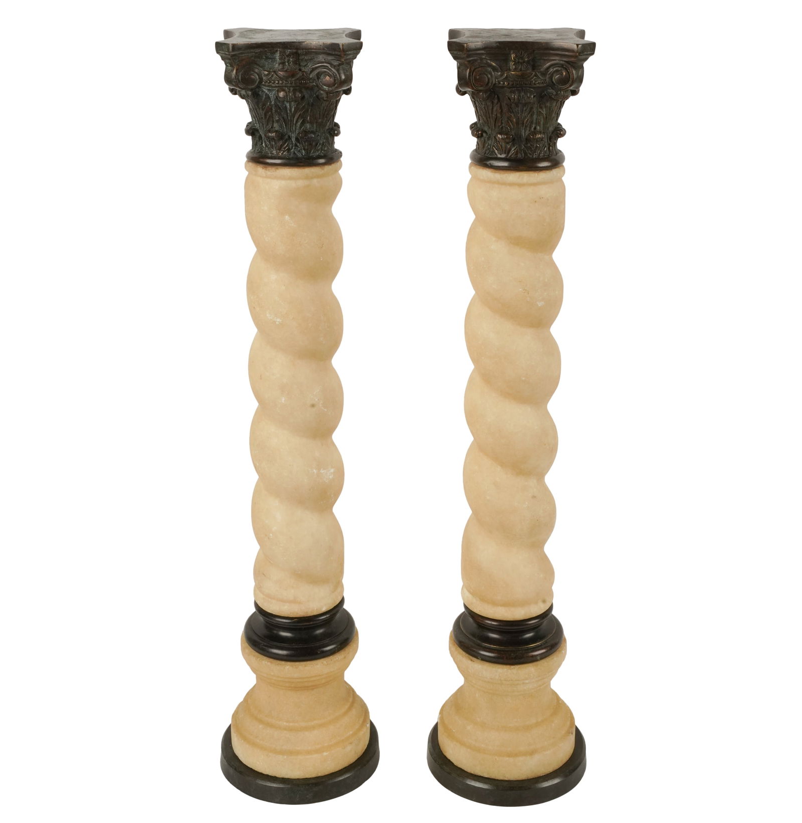 Pair of Alabaster and Bronze Columns: maker unknown 26 1/2 x 6 in. (67.3 x 15.2 cm.)