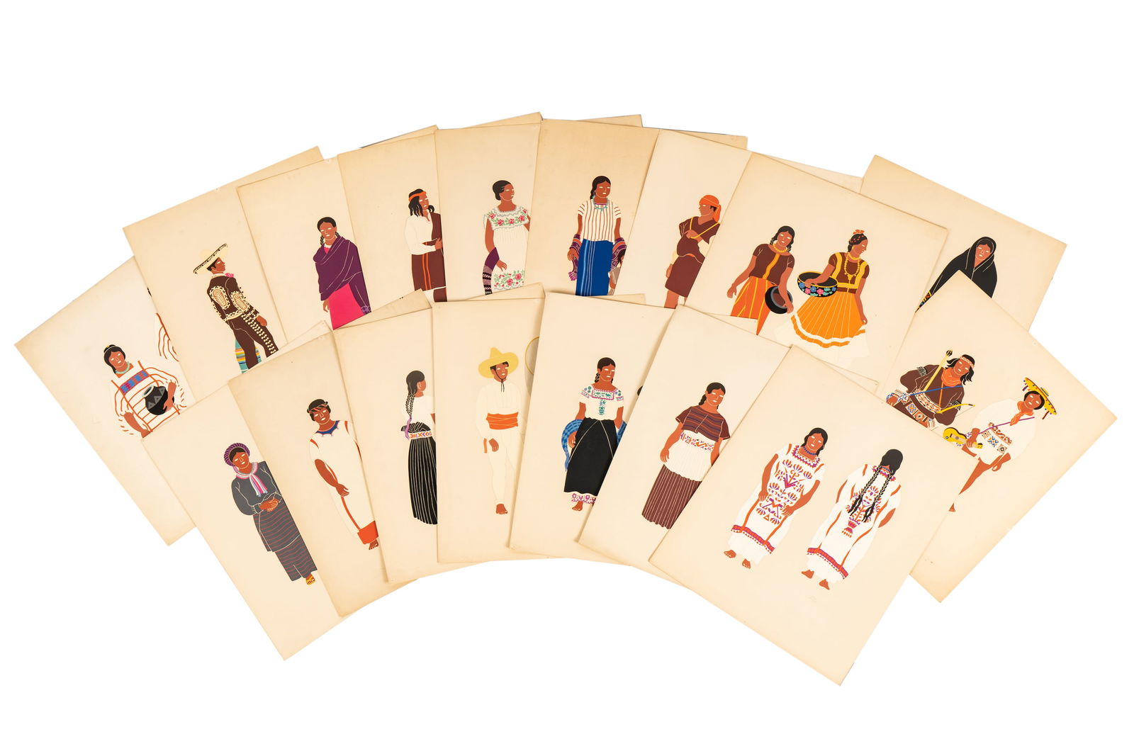 Carlos Merida: Portfolio of 17 Costume Sketches: each: screenprint; signed lower right 16 x 13 in. (40.6 x 33 cm.)