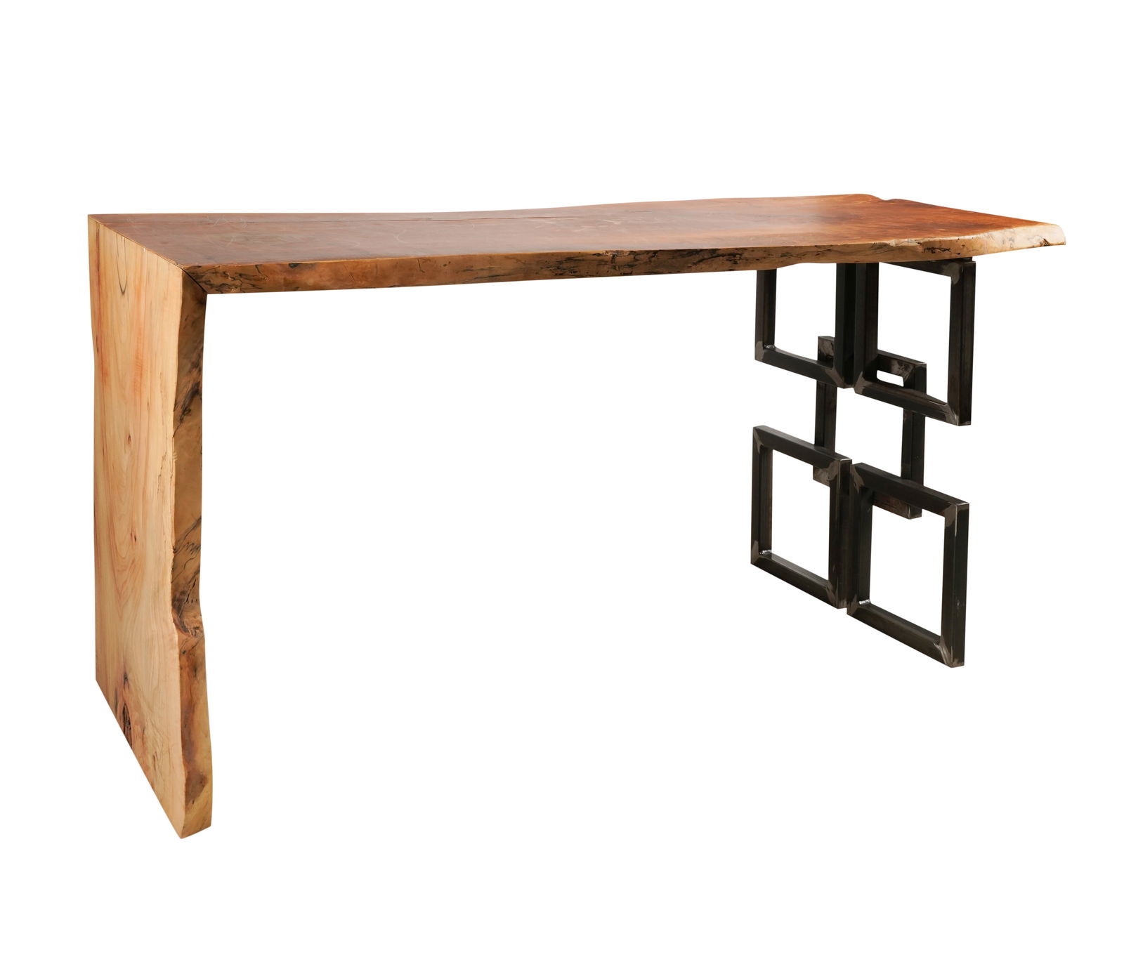 Contemporary Live Edge Waterfall and Metal Desk (1 of 10)