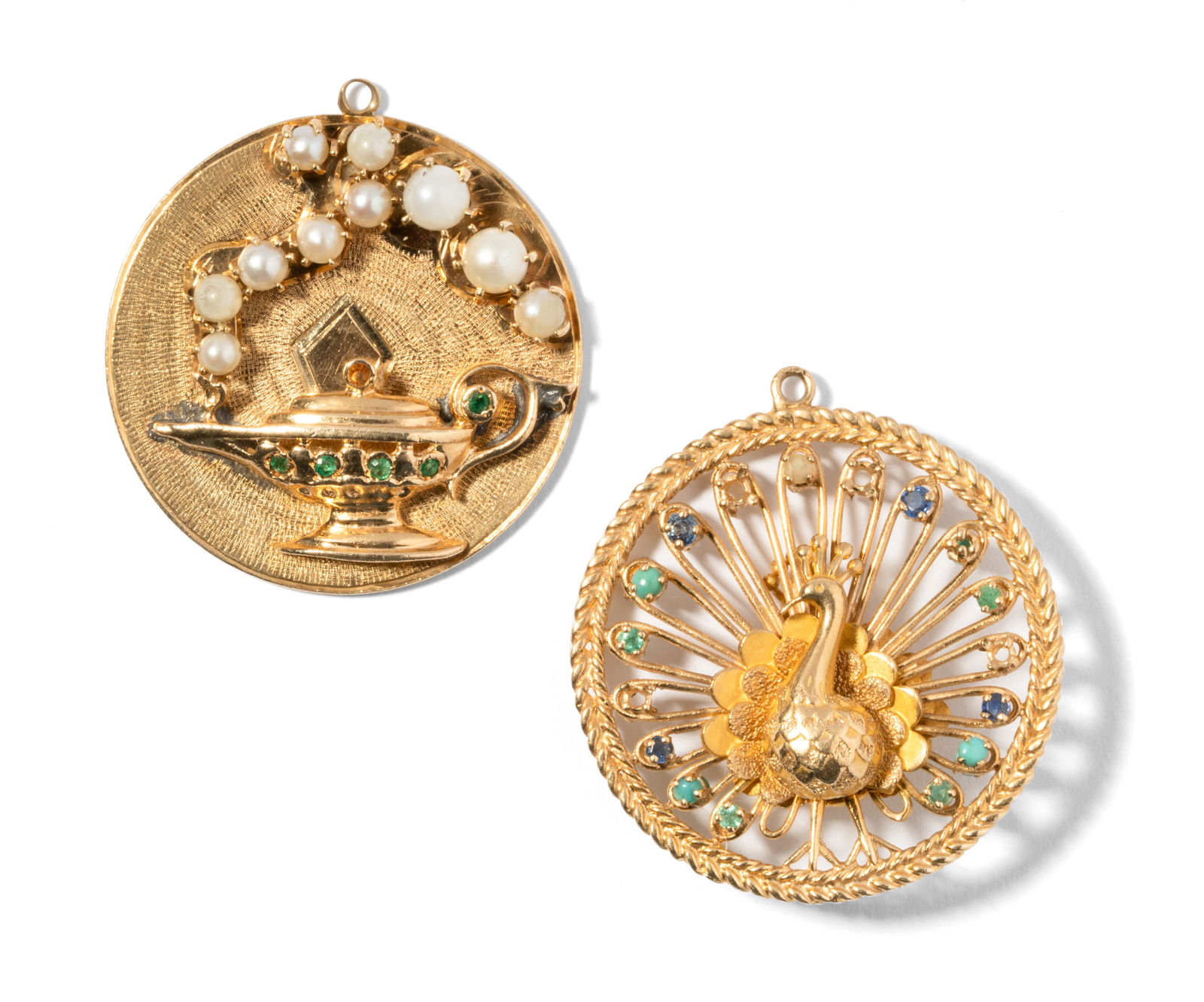 Two 14 Karat Yellow Gold Gem Set Pendants (1 of 6)