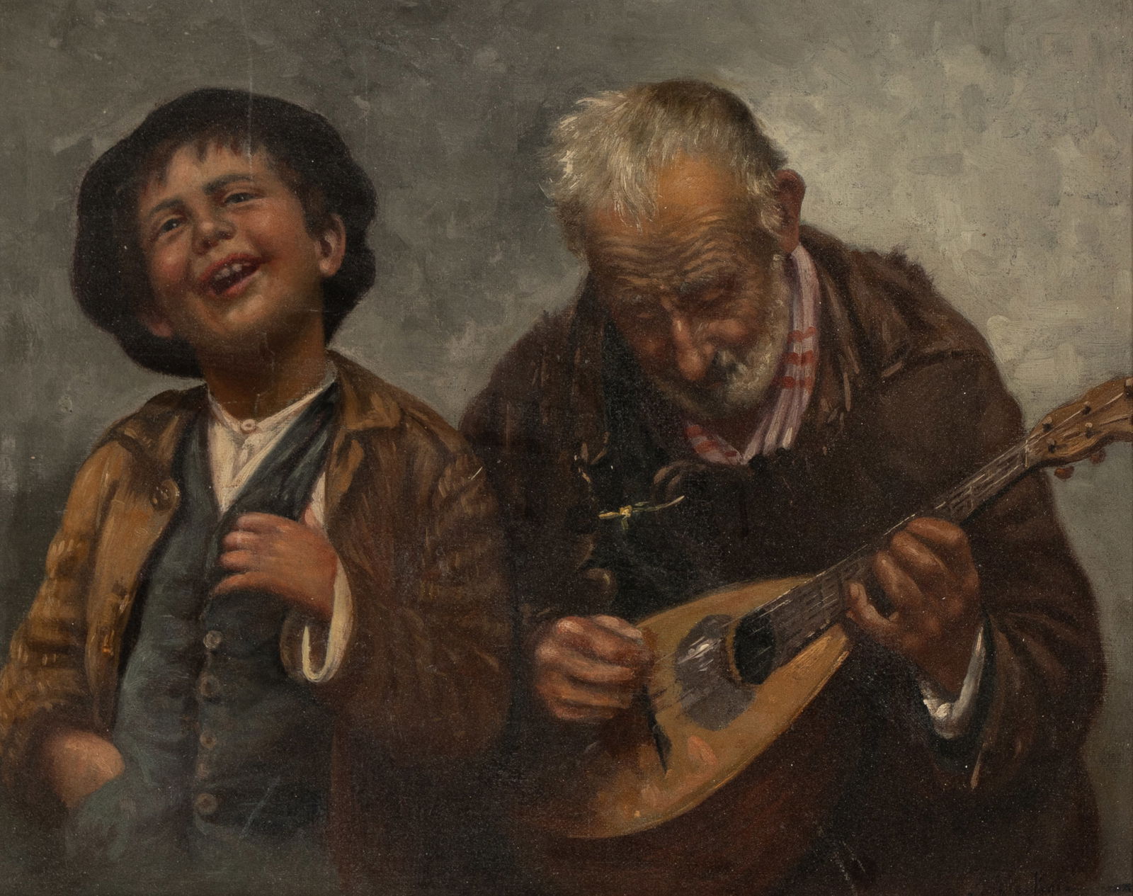 Continental School: Young Boy and Mandolin Player (1 of 8)