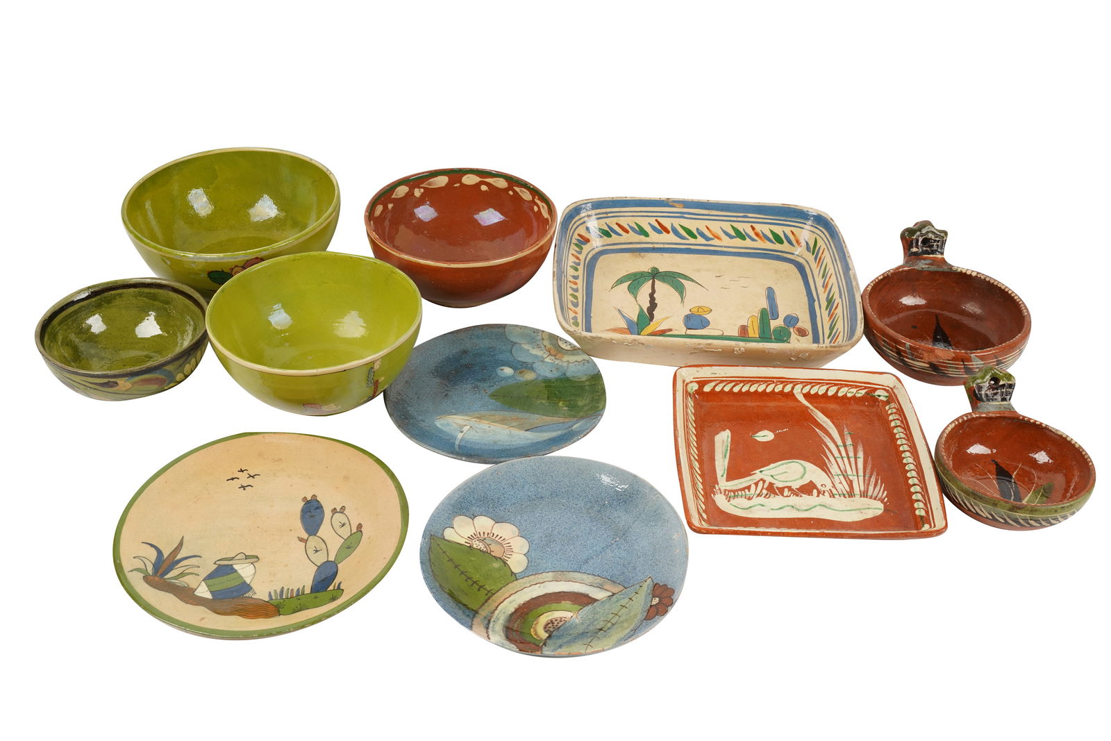 Grouip Mexican Painted Pottery DIshes (1 of 13)