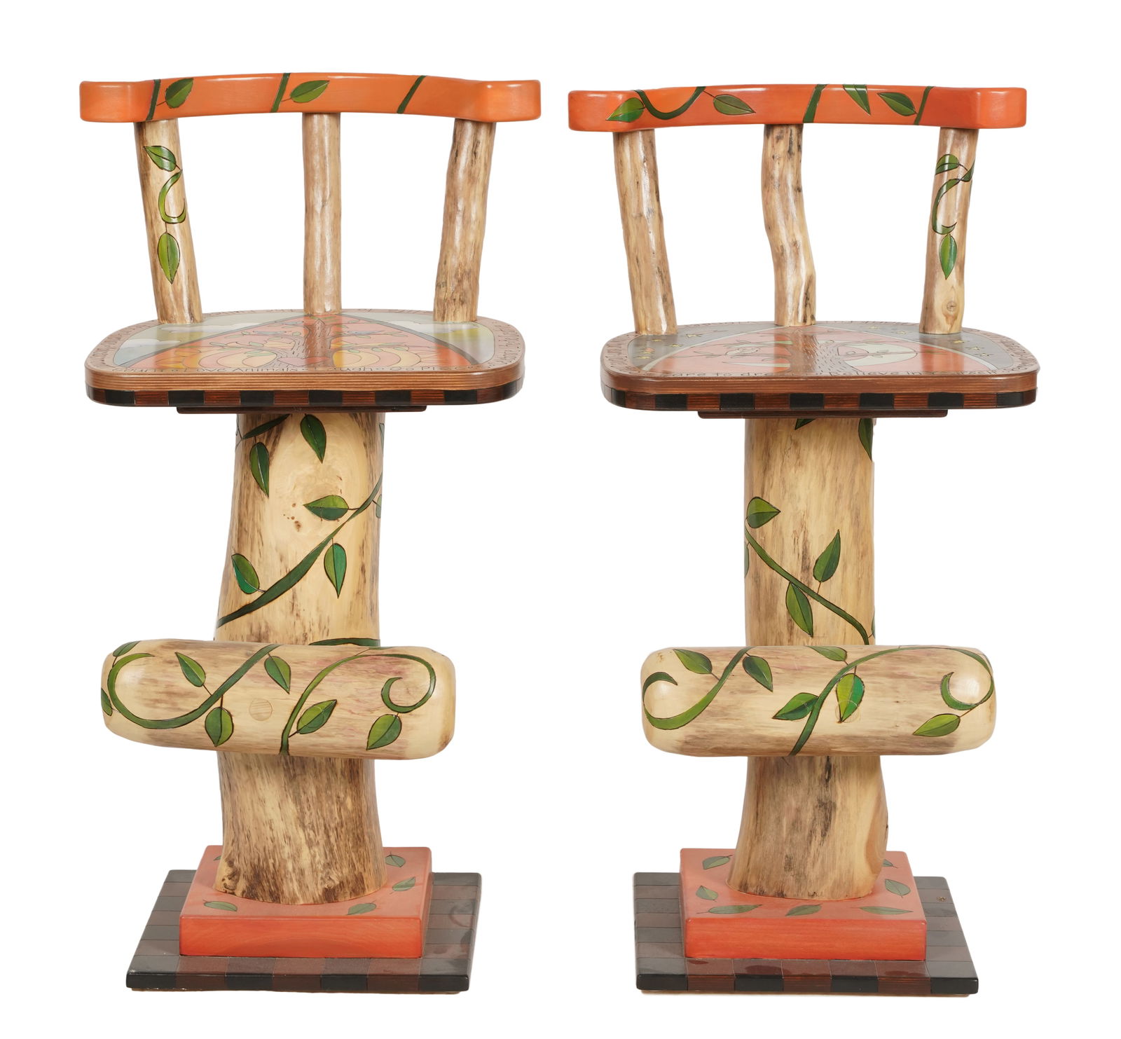 Pair of Sticks Furniture Painted Wood Barstools (1 of 9)