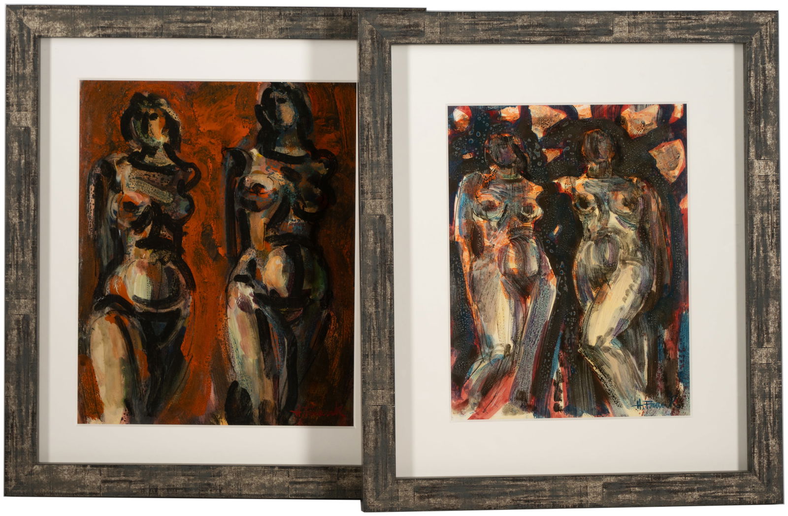 Harold Frank (1917-1995): Two Works: Two Figures No. 108" and Two Figures No. 104 (1 of 9)