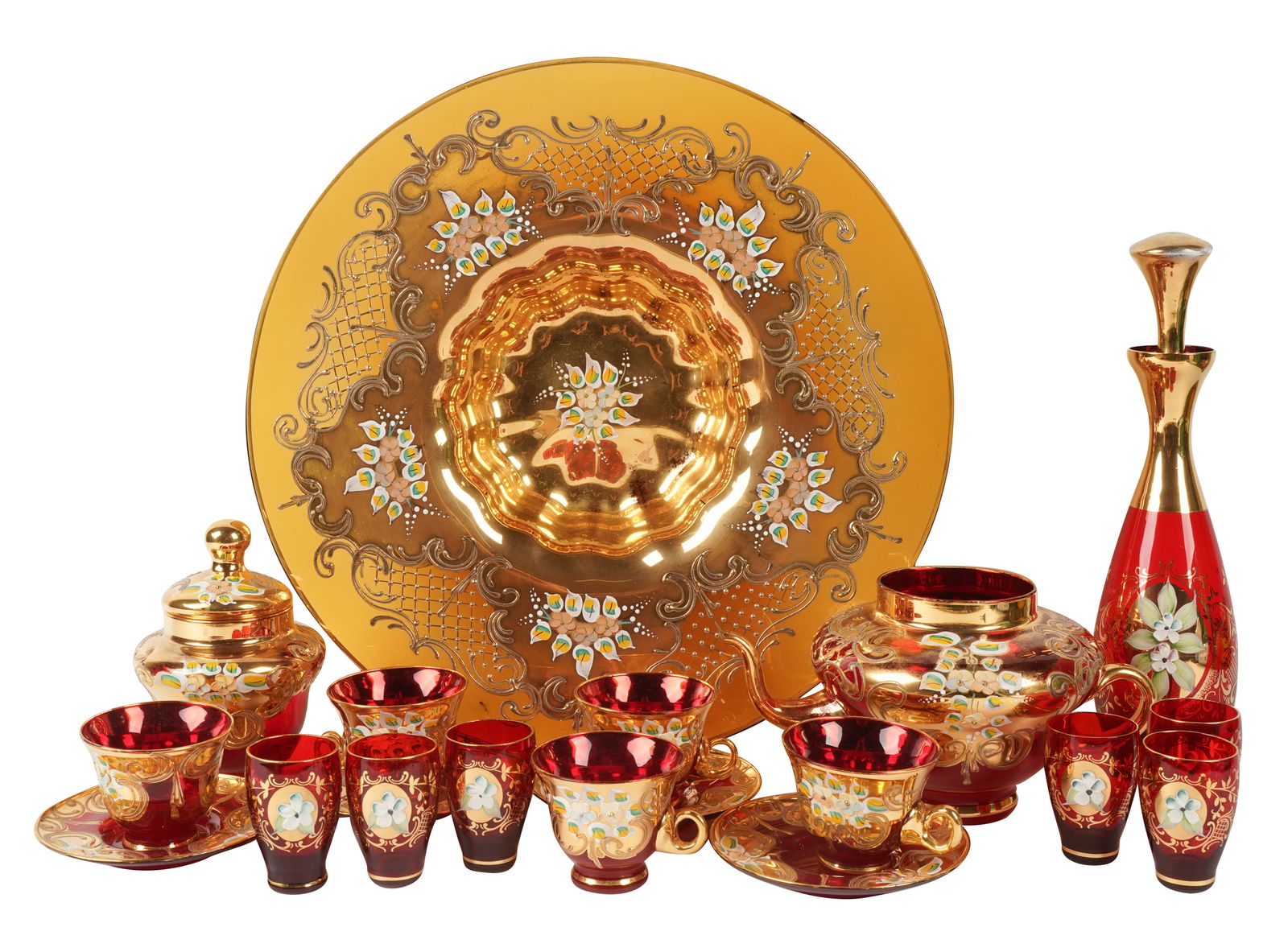 Collection of Murano Painted Ruby Glass Table Articles (1 of 13)