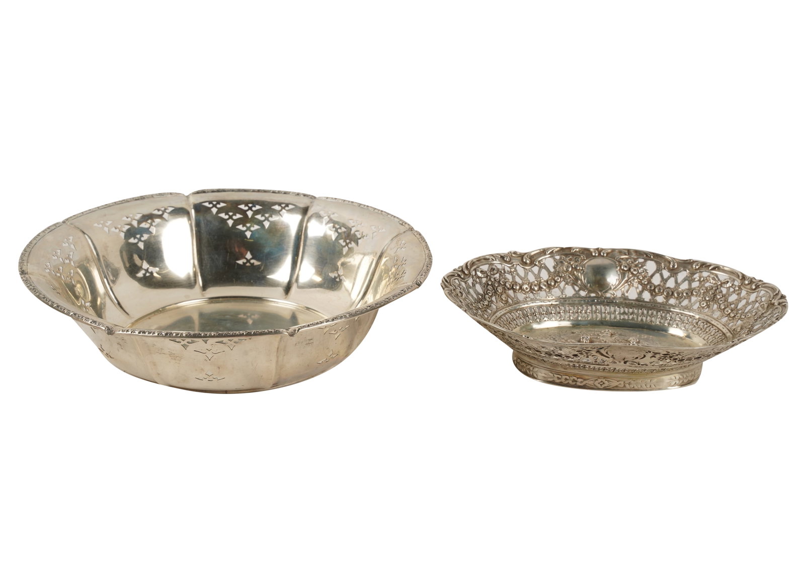 Two German .800 Silver Reticulated Bowls (1 of 8)
