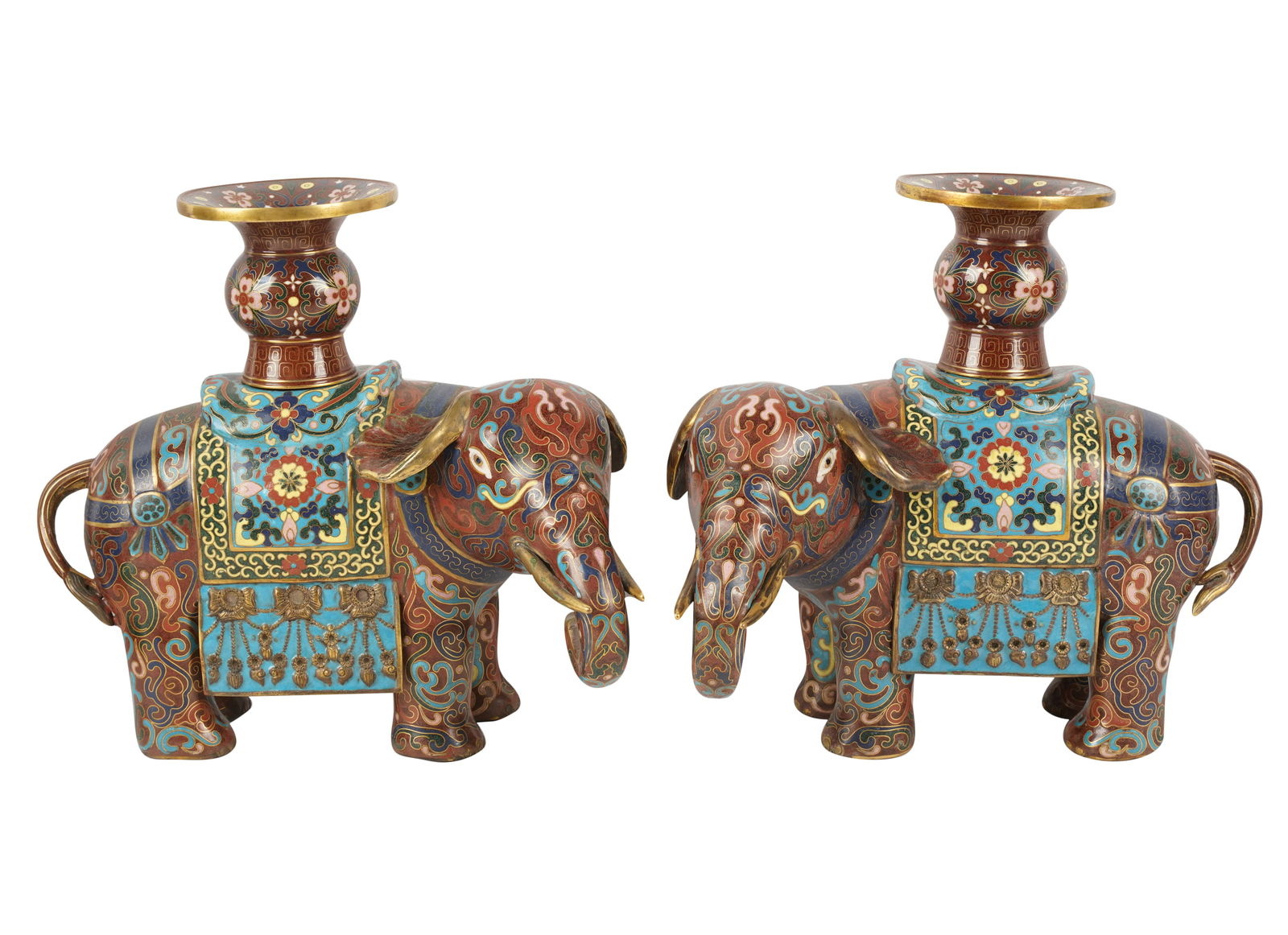 Pair of Chinese Cloisonne Elephant Joss Sticks (1 of 11)