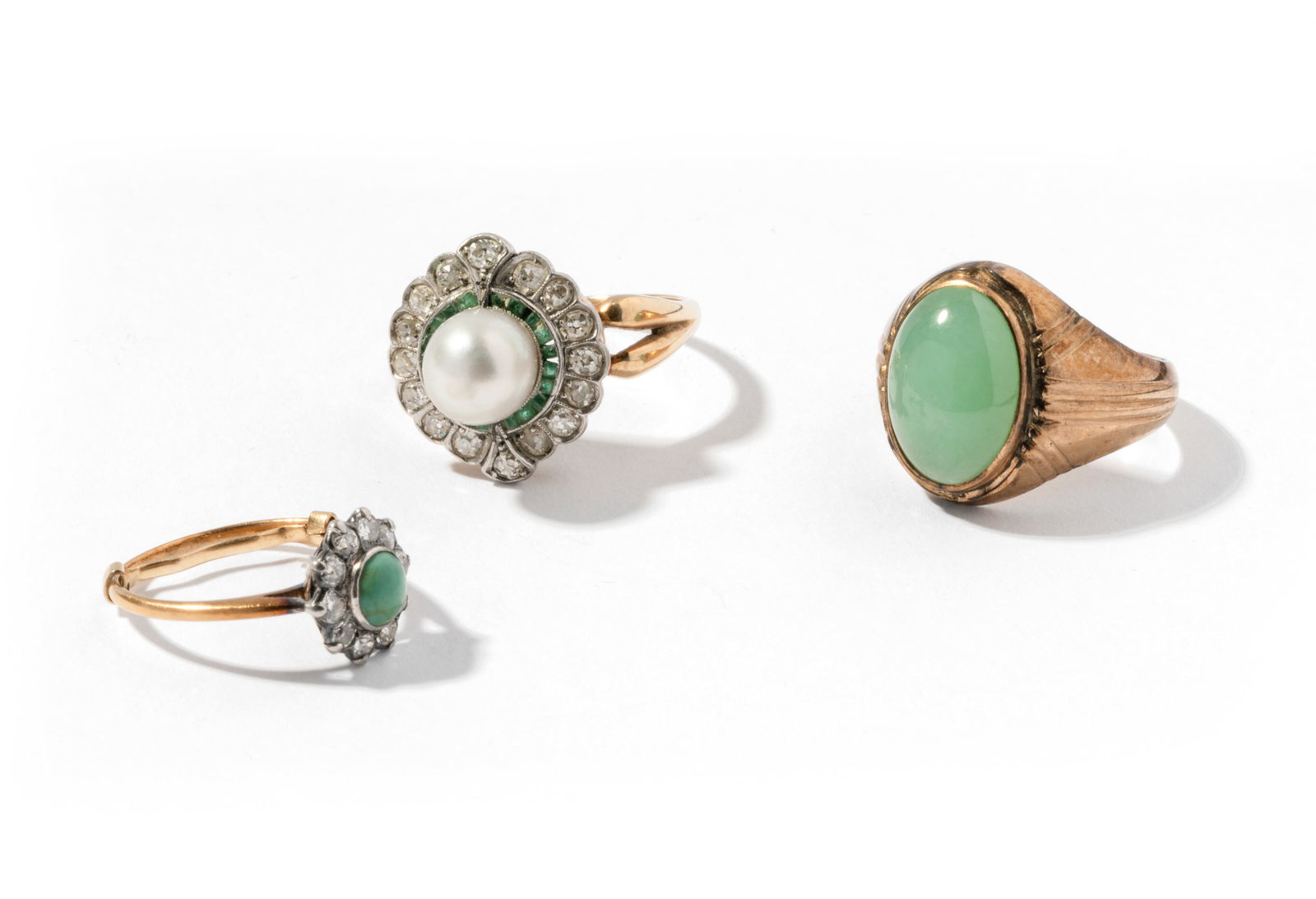 Three Miscellaneous Yellow Gold Gem-Set Rings (1 of 6)