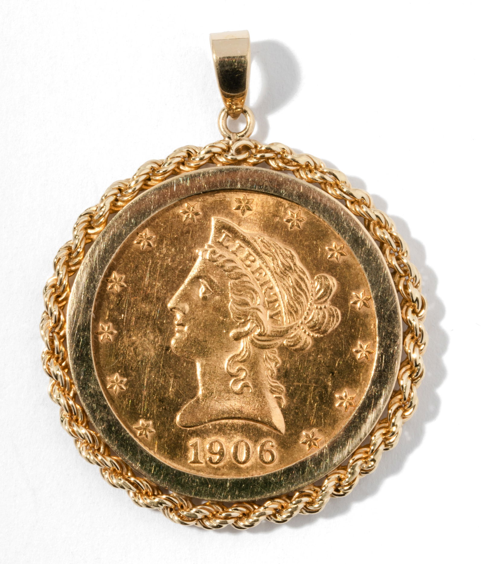 14 Karat Yellow Gold Coin Frame Pendant with United States $10 Dollar Coin (1 of 3)