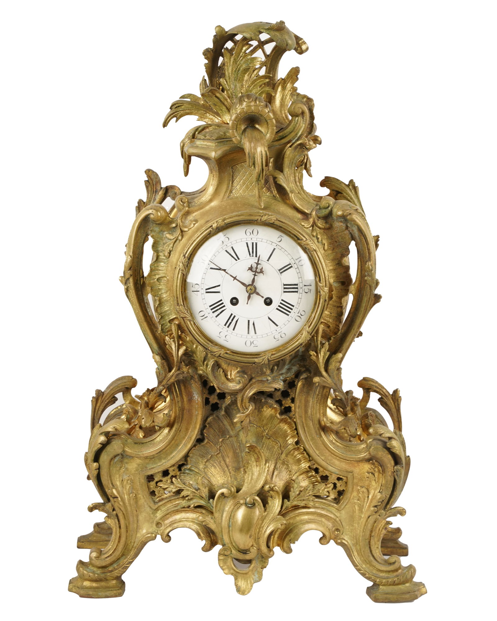 Louis XV-Style Gilt Metal Mantel Clock (1 of 11)