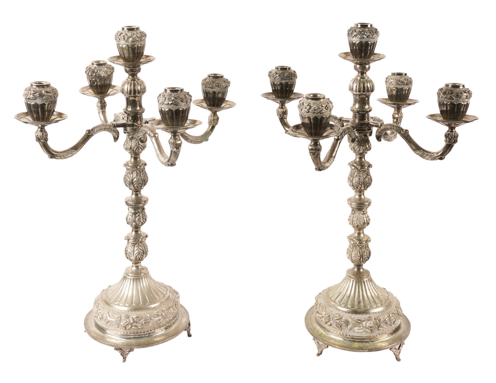 Pair of Mexican Silverplate FIve-Light Candelabra (1 of 13)