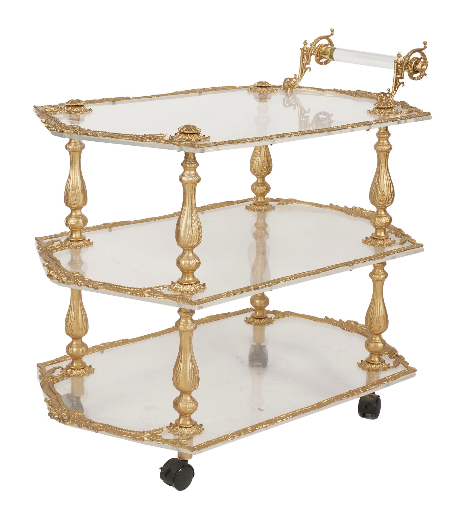 Gilt Metal and Acrylic Tiered Bar Cart (1 of 11)