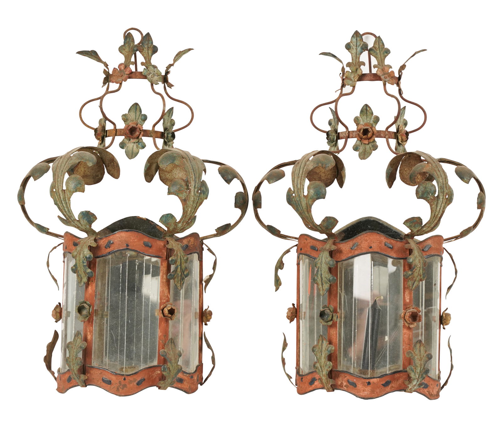 Pair of Painted Tole Wall Sconces (1 of 10)