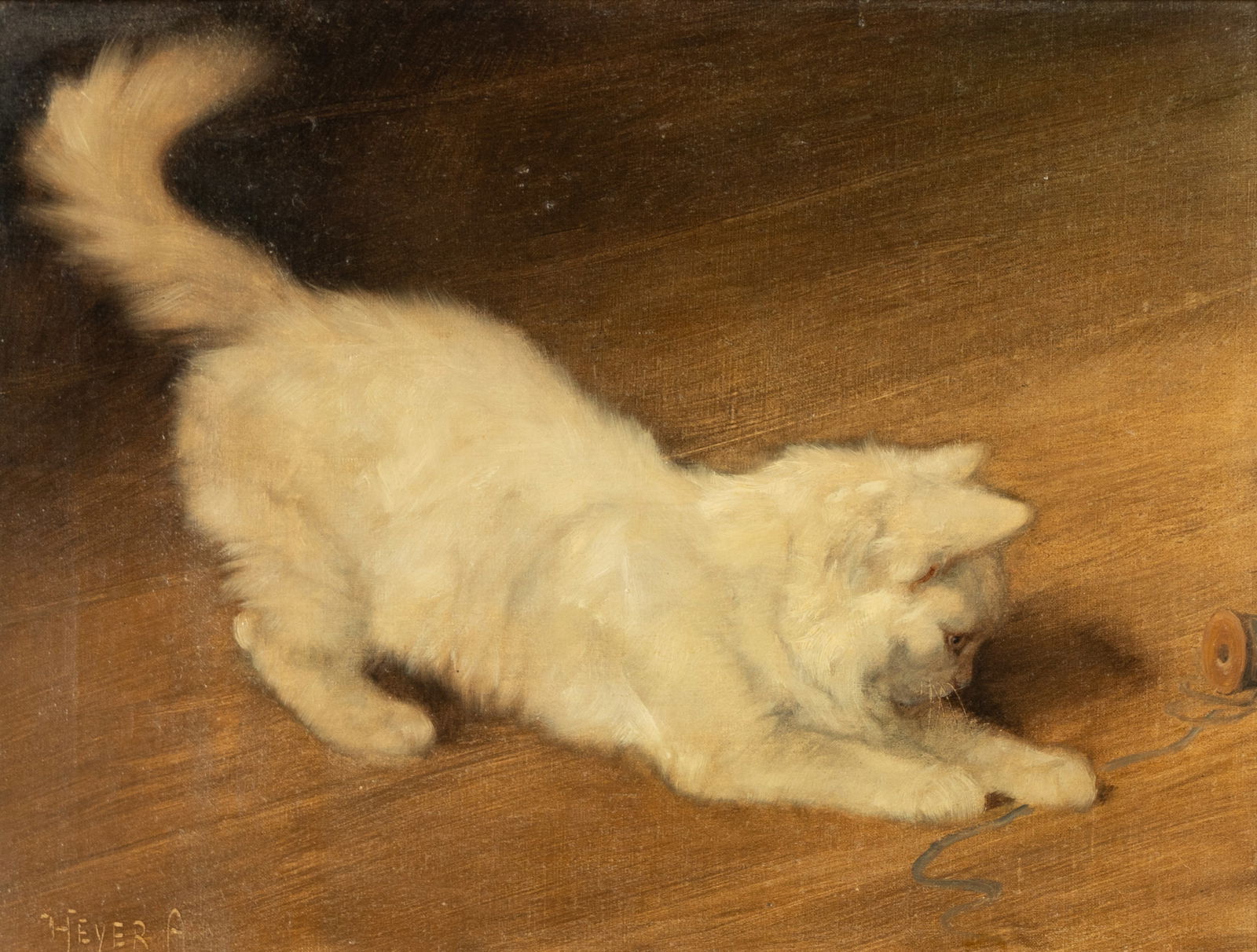 Arthur Heyer (1872-1931): Angora Cat Playing with Thread (1 of 11)