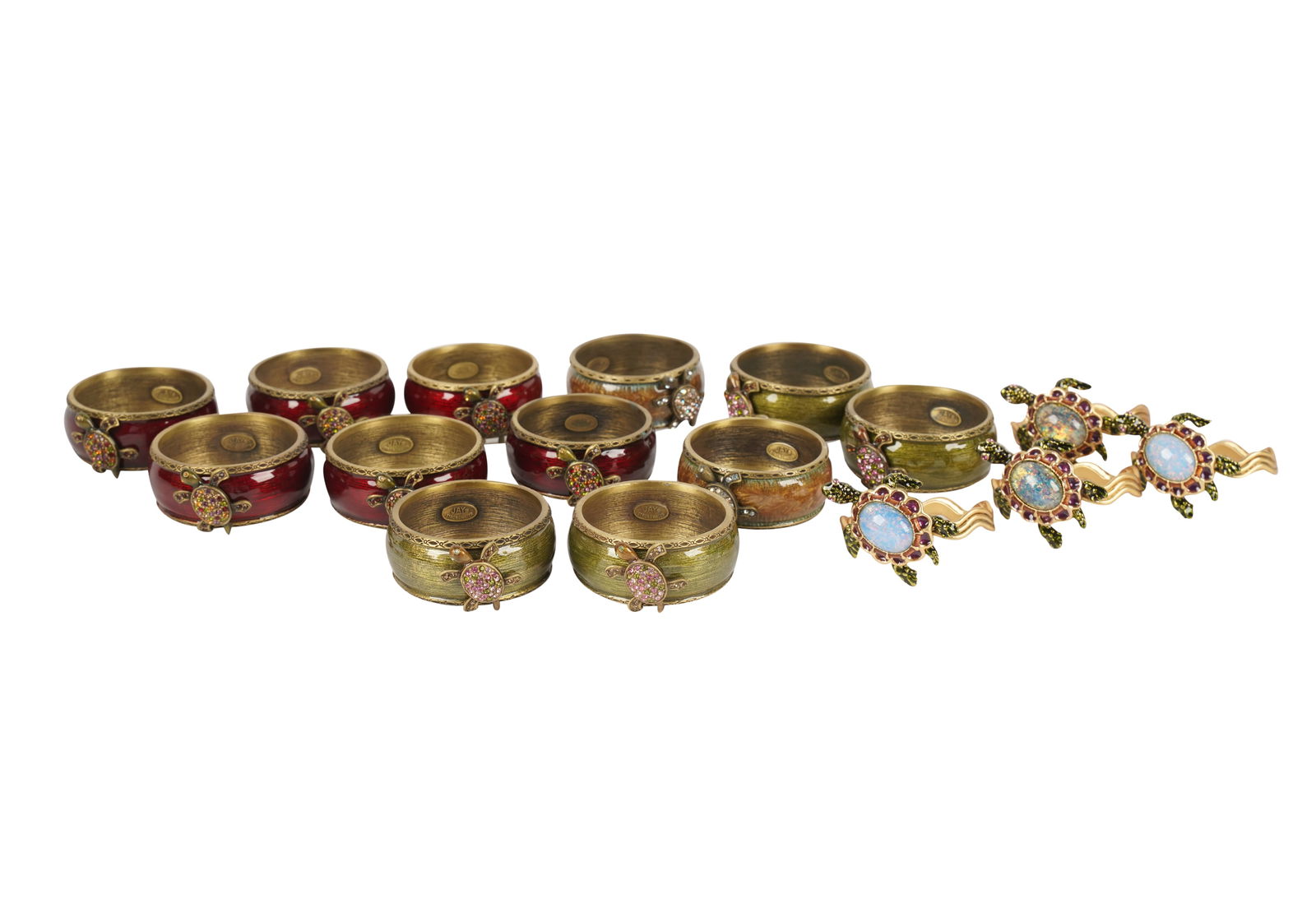 16 Assorted Jay Strongwater Enamel Turtle Napkin Rings (1 of 7)