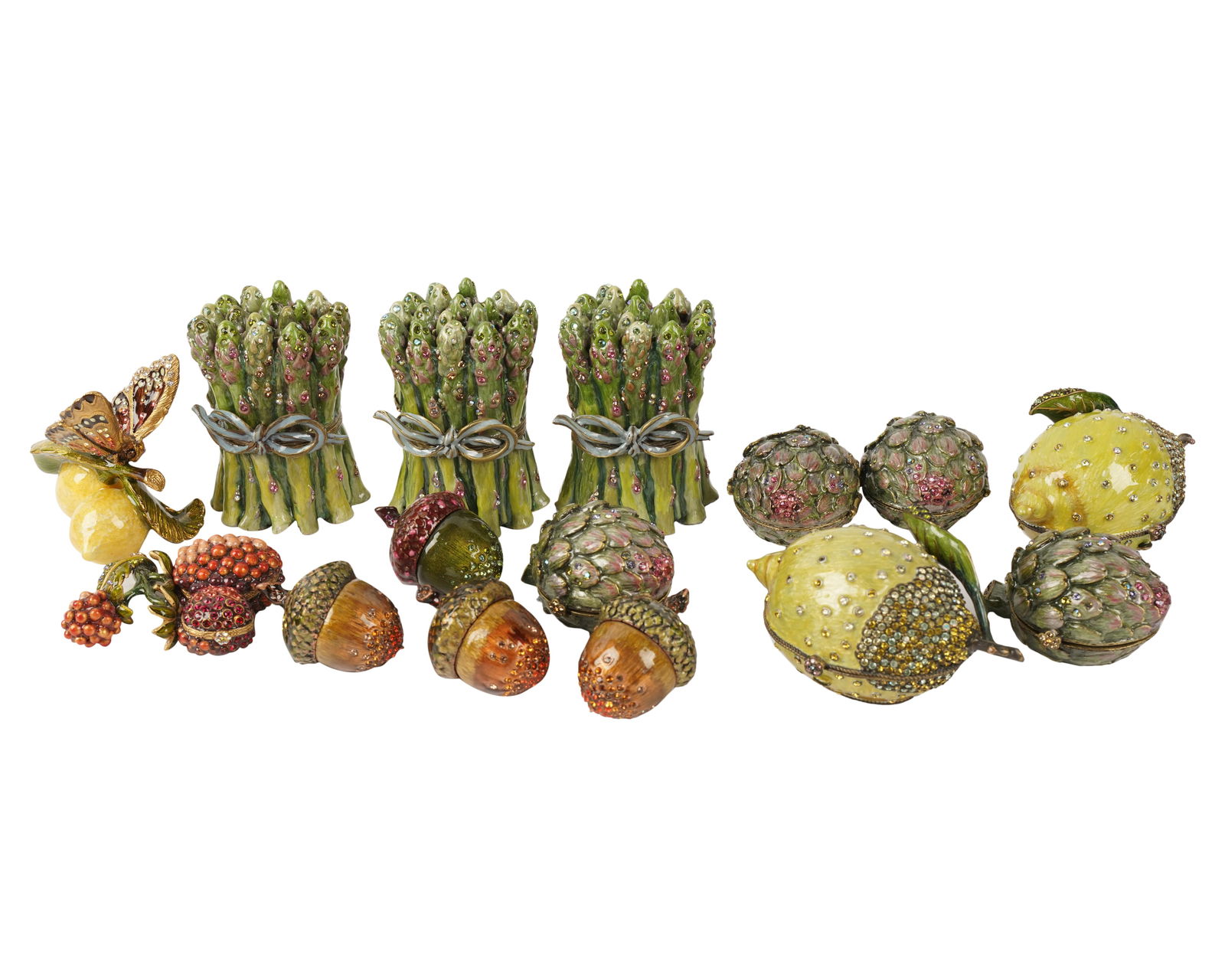 Collection of Jay Strongwater Enamel Vegetable Boxes (1 of 7)