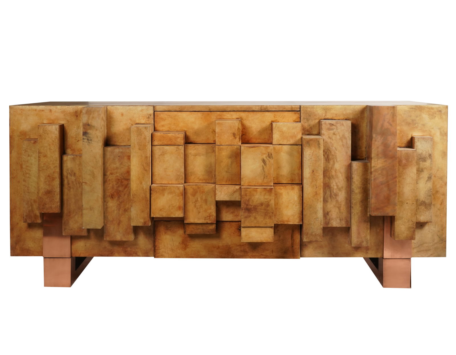 Brutalist-Style Parchment-Veneered Sideboard / Credenza (1 of 12)