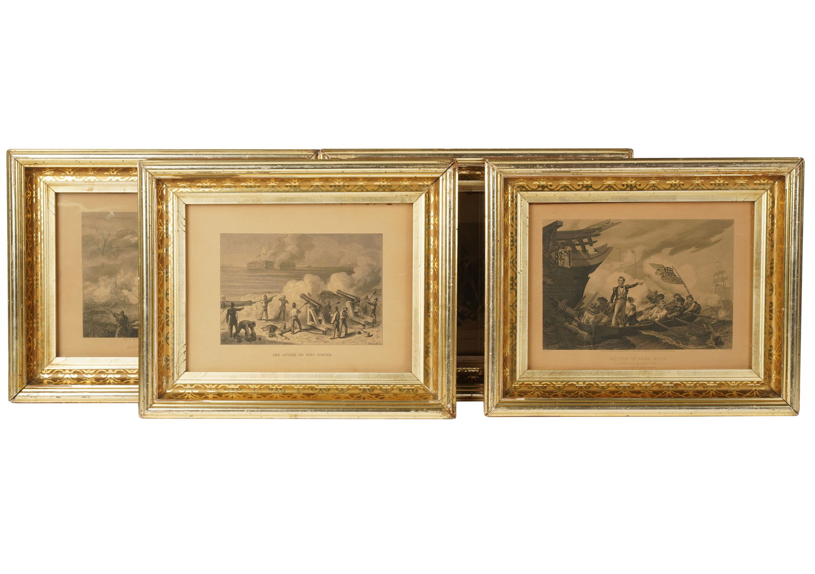 Group of Four American Engravings: comprising "Battle of Lake Erie", by Thomas Phillibrown (Fl. 1856-1866) after William Henry Powell (1823-1879), published by Johnson & Miles, New York; "Battle of Lookout Mountain", after Thomas Nast
