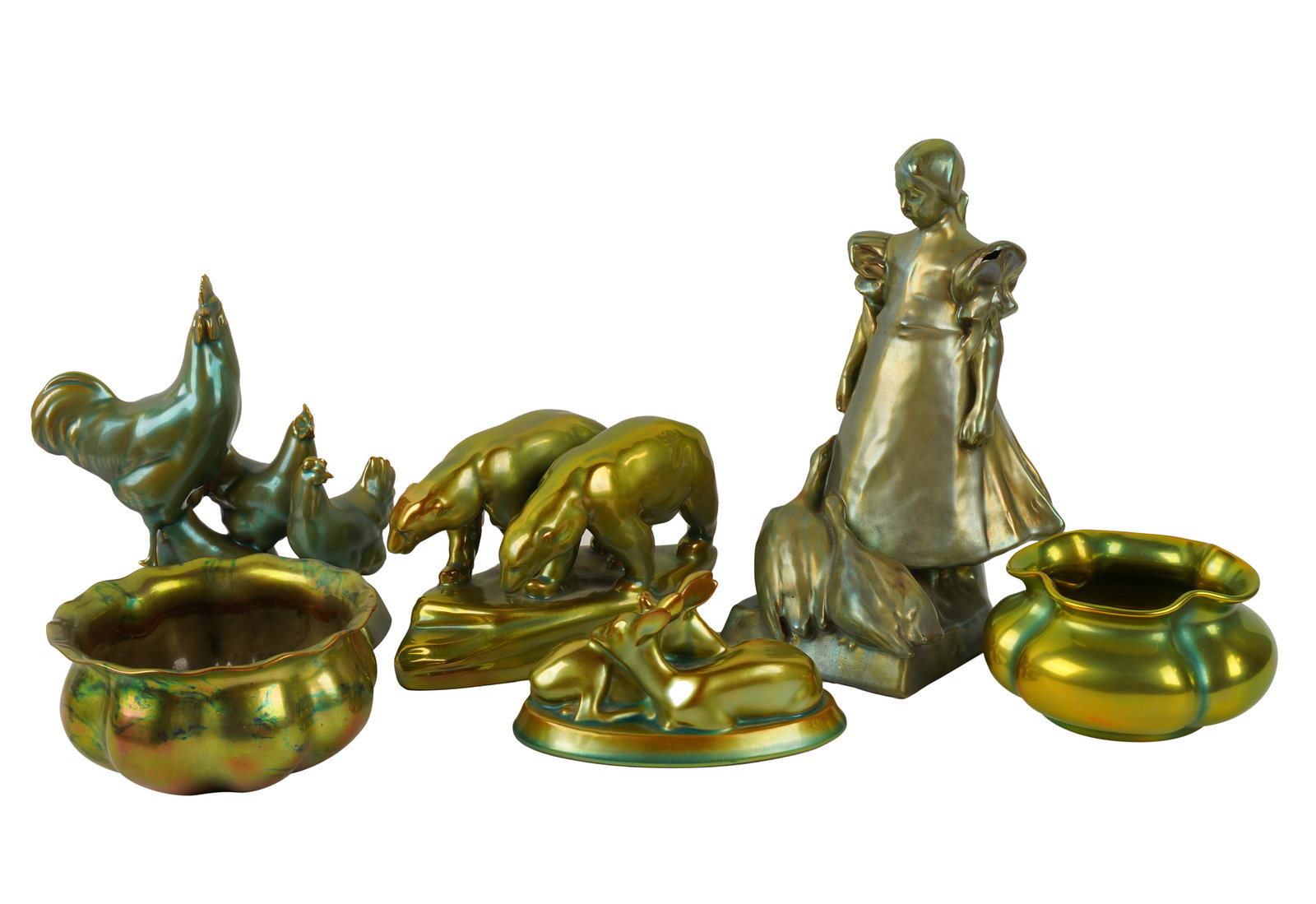 Collection of Zsolnay Eosin Pottery (1 of 9)