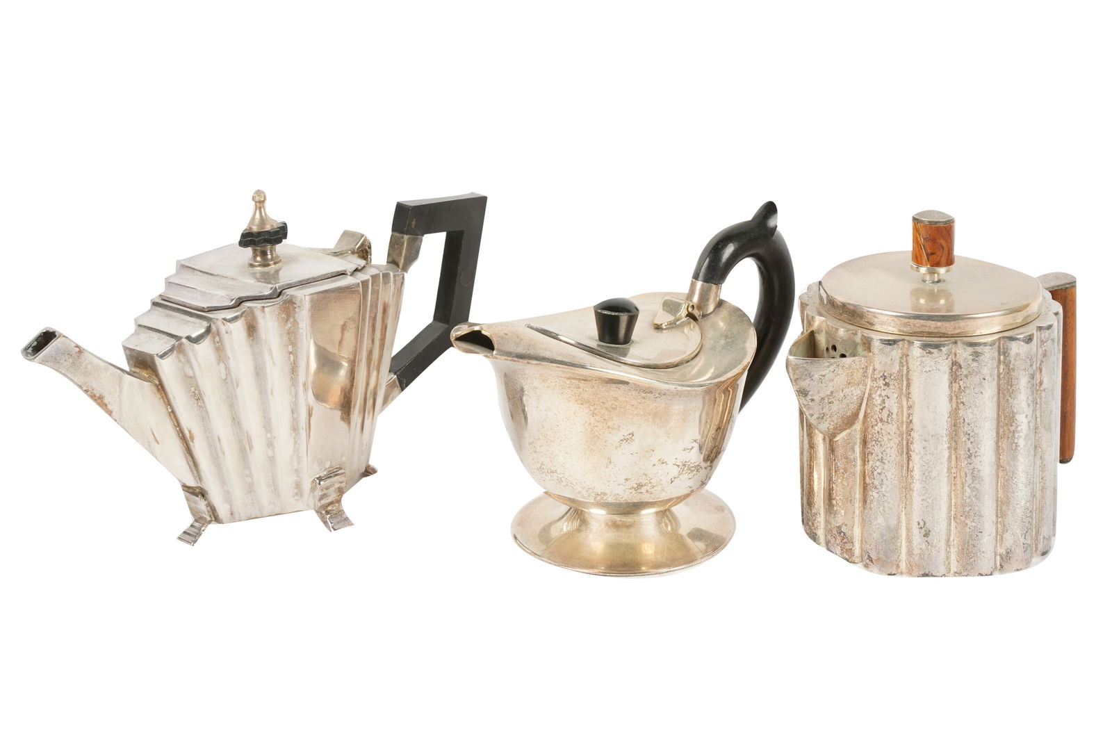 Three Art Deco-Style Silverplate Teapots (1 of 4)