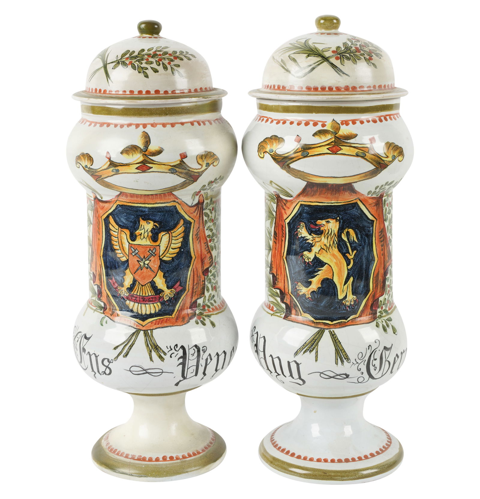 Pair of Italian Glazed Ceramic Jars (1 of 9)