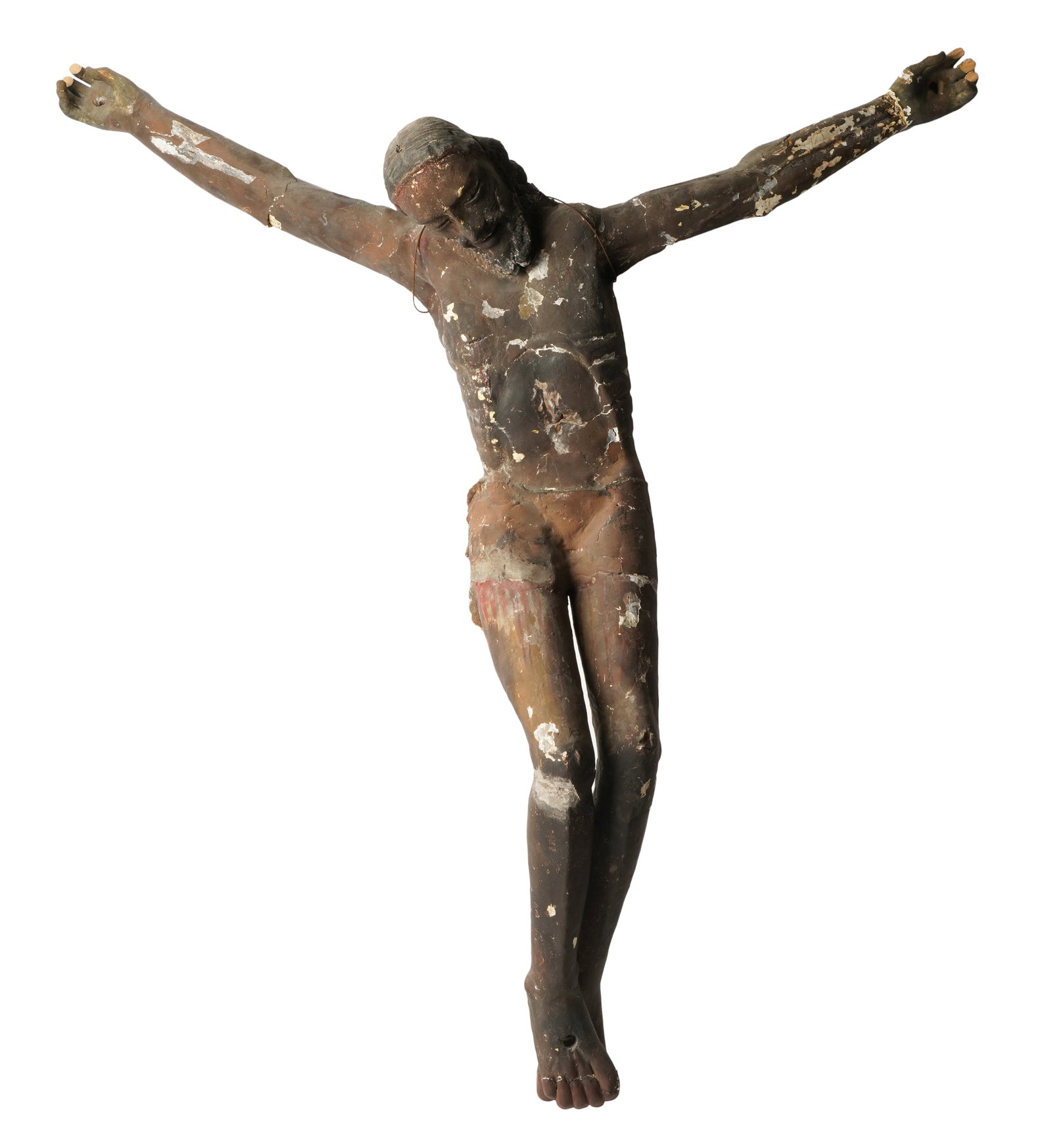 Painted and Carved Wood Crucifix Figure (1 of 10)