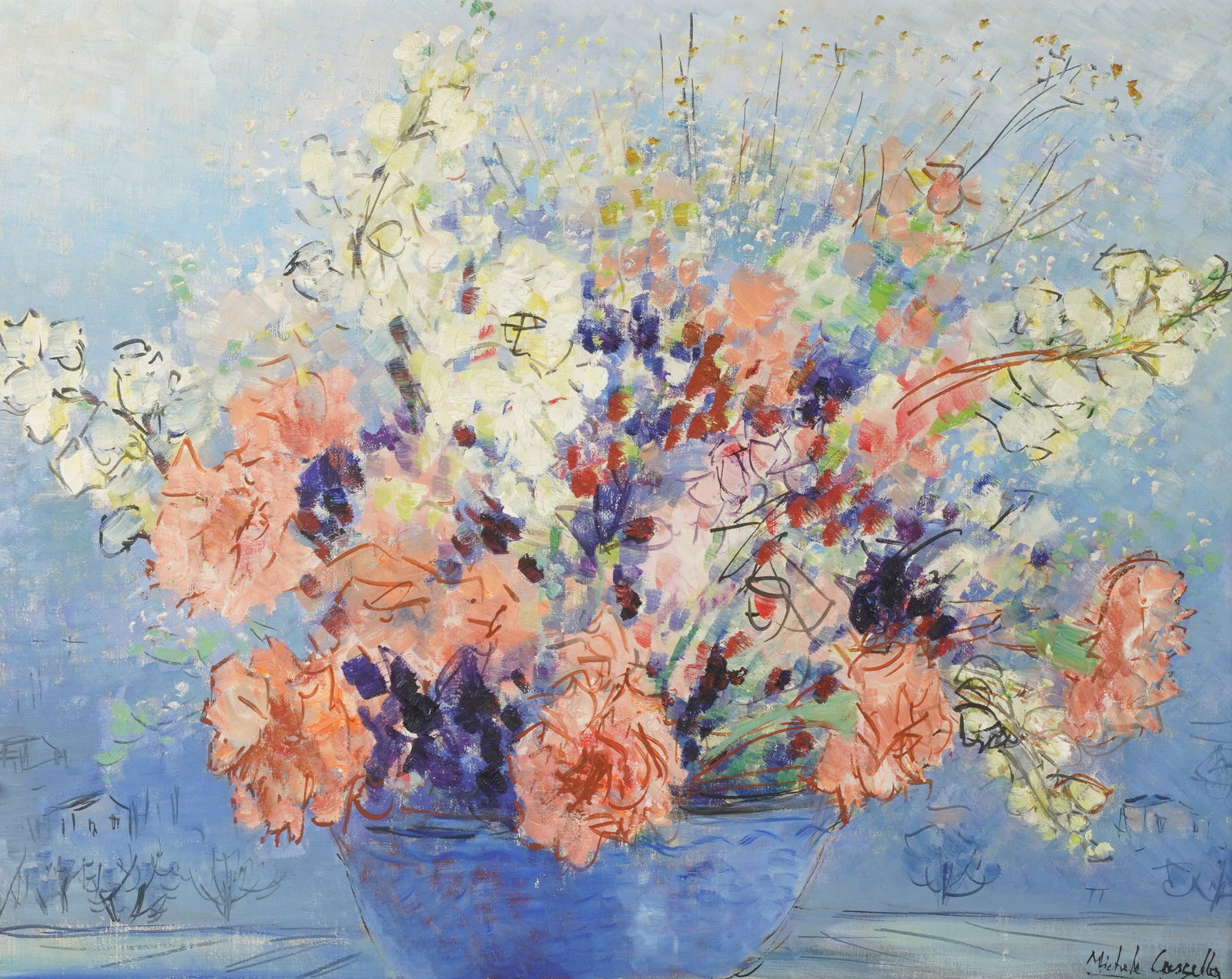 Michele Cascella (1892 - 1989): Still Life with Flowers in a Blue Bowl (1 of 4)