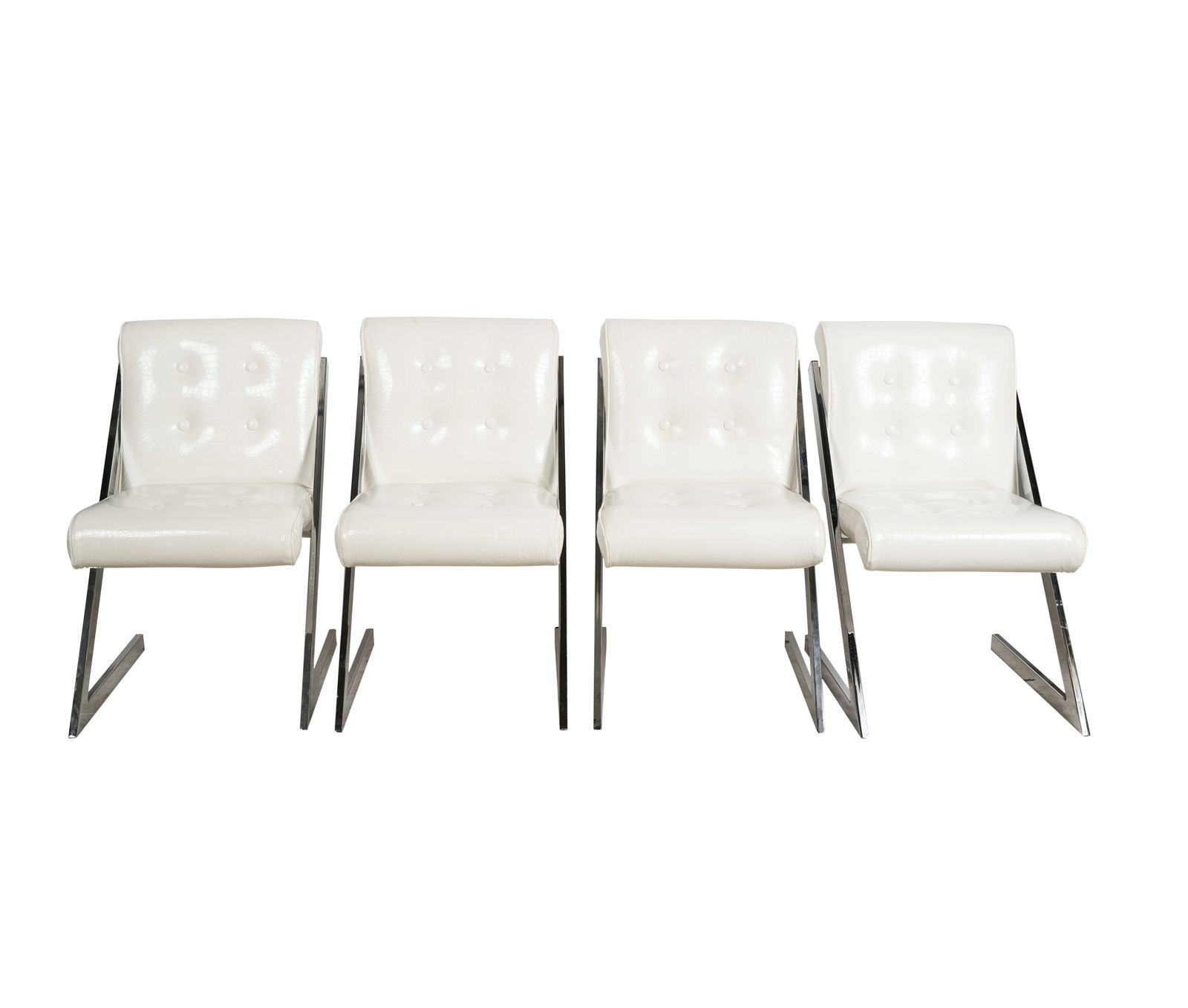 Set of Four Modernist Chrome Dining Chairs (1 of 9)