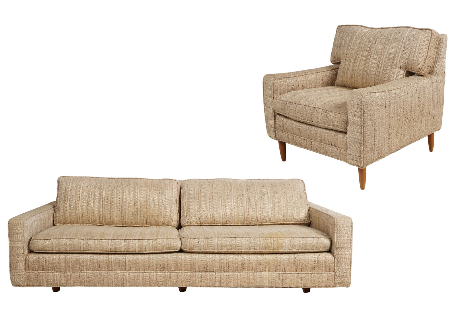 Mid-Century Modern Upholstered Sofa and Armchair (1 of 18)
