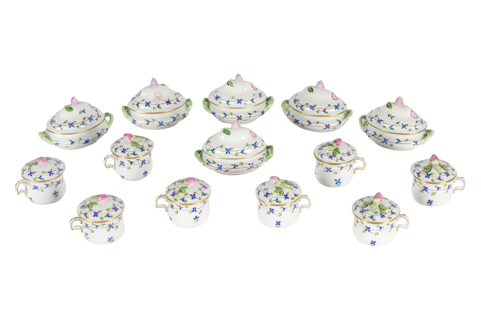 Group of Herend Porcelain Pot de Cremes and Covered Bowls (1 of 11)