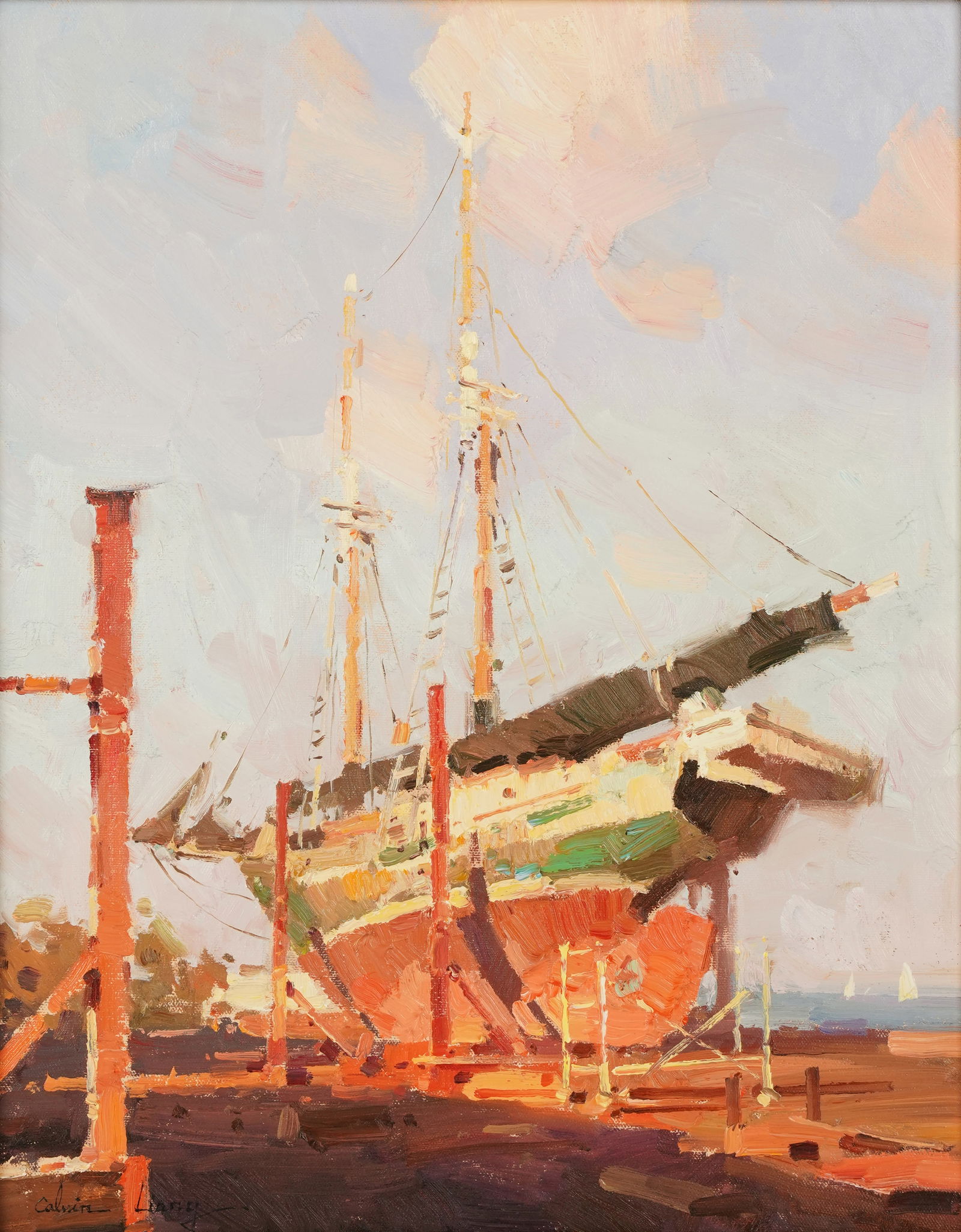 Calvin Liang (B. 1960): Docked Sailboat (1 of 10)