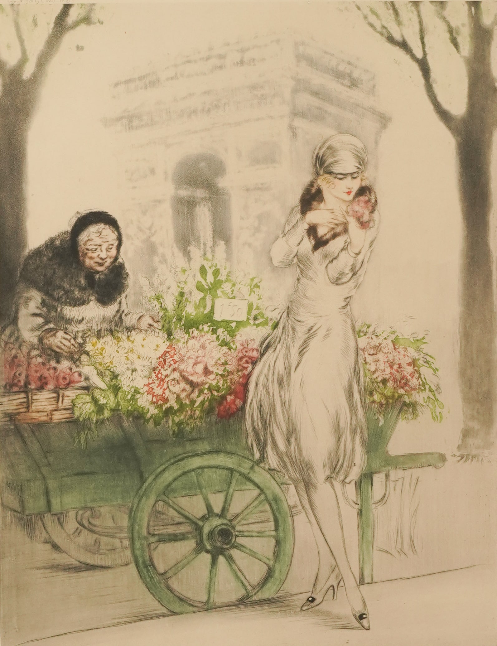 Louis Icart (1888 - 1950): Flower Seller (Marchande de Fleurs) (1 of 9)