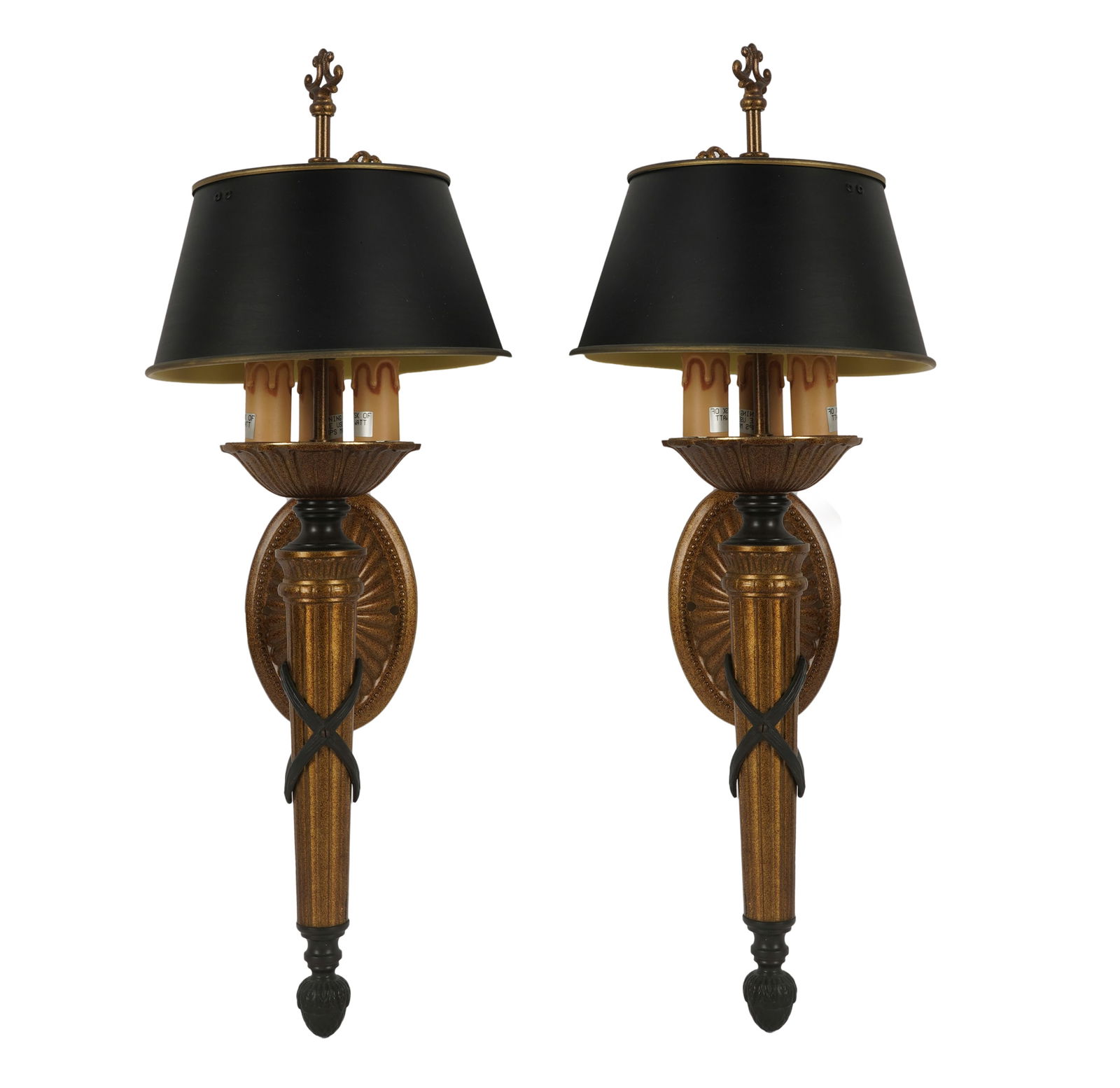 Pair of Neoclassical-Style Gilt Metal Sconces (1 of 12)