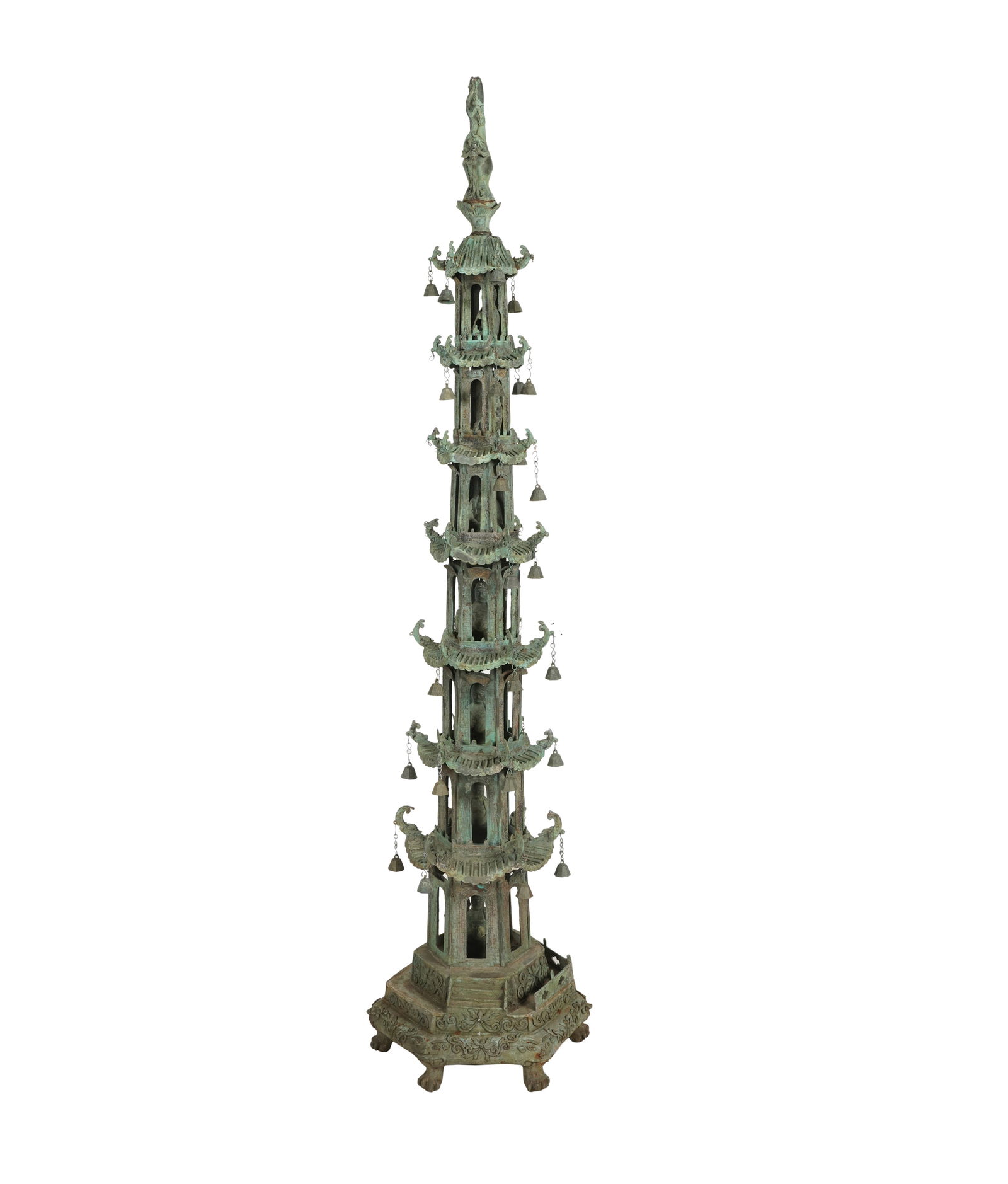 Seven-Tier Verdigris Metal Pagoda (1 of 9)