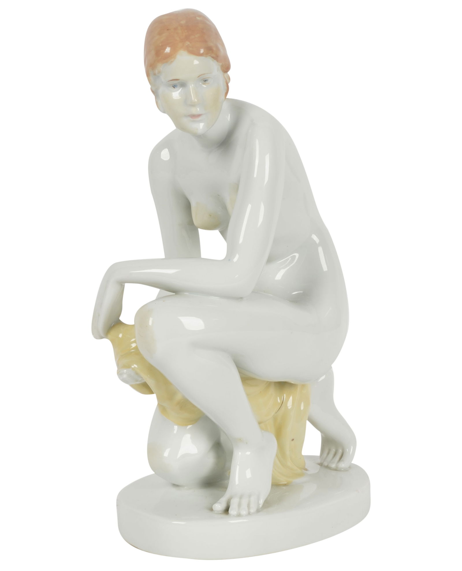 Herend Porcelain Figure of Venus Bathing: with factory marks 13 3/4 x 8 1/2 x 5 3/4 in. (34.9 x 21.6 x 14.6 cm.)