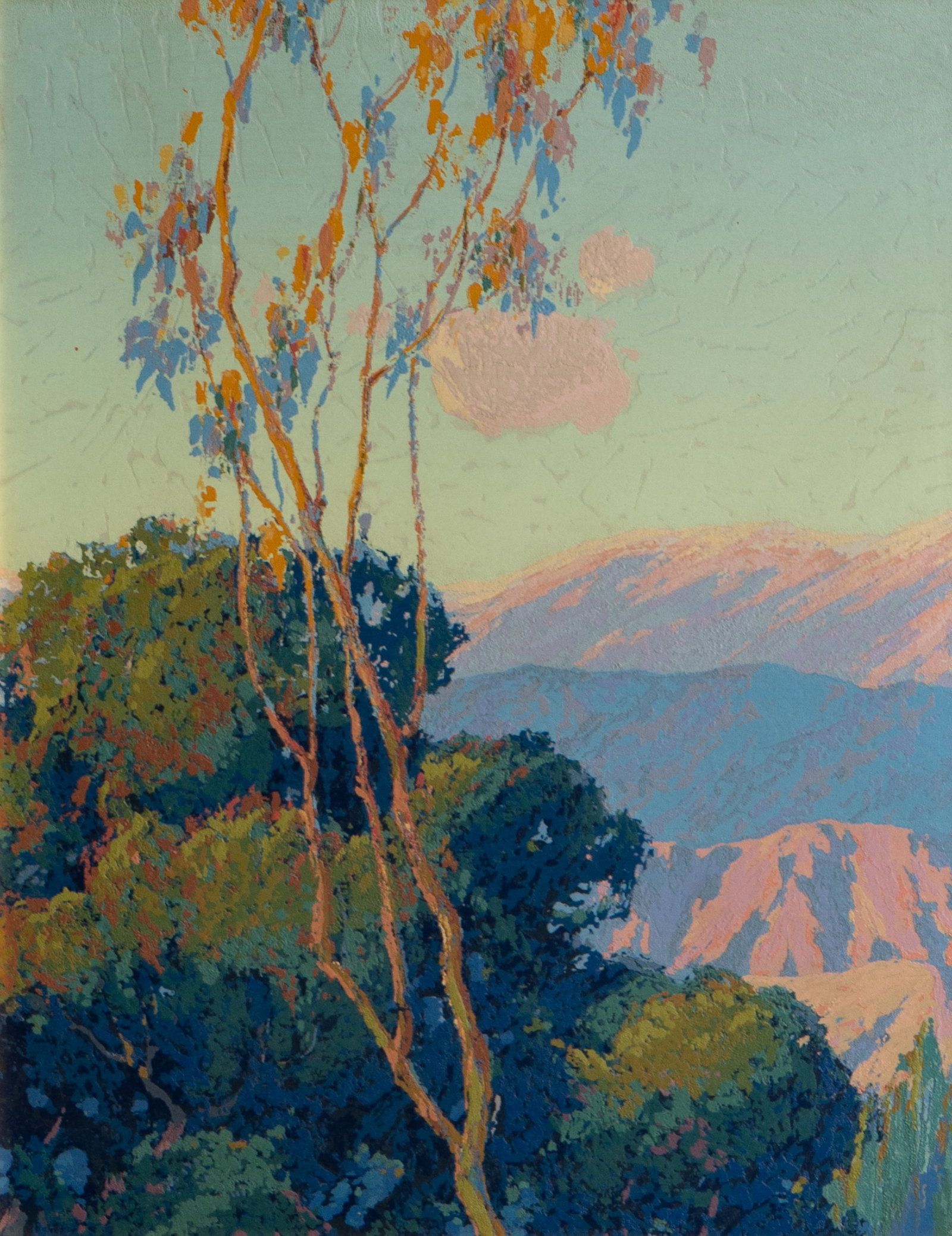 After Joe Duncan Gleason (1881 - 1959): California Landscape: serigraph on board; unsigned 14 x 11 in. (35.6 x 27.9 cm.), Frame: 18 x 15 in. (45.7 x 38.1 cm.)