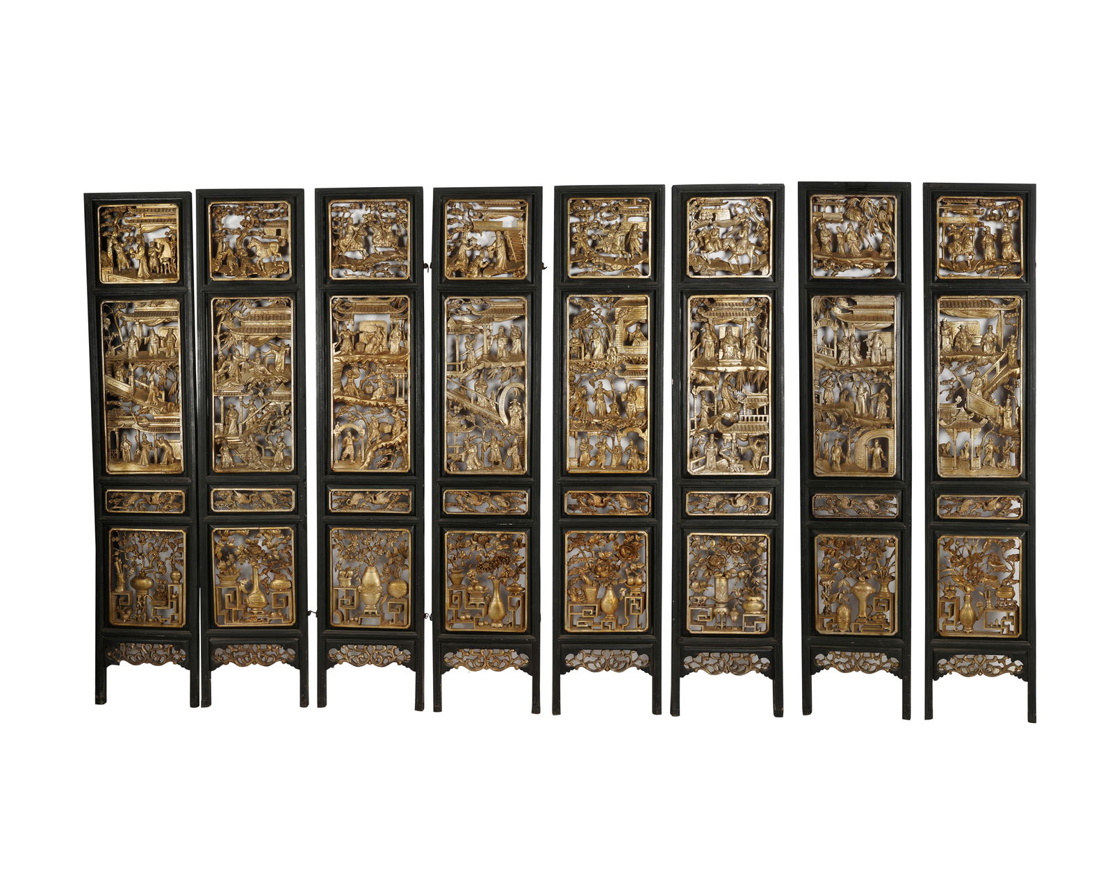 Chinese Carved Giltwood Eight-Panel Floor Screen (1 of 12)