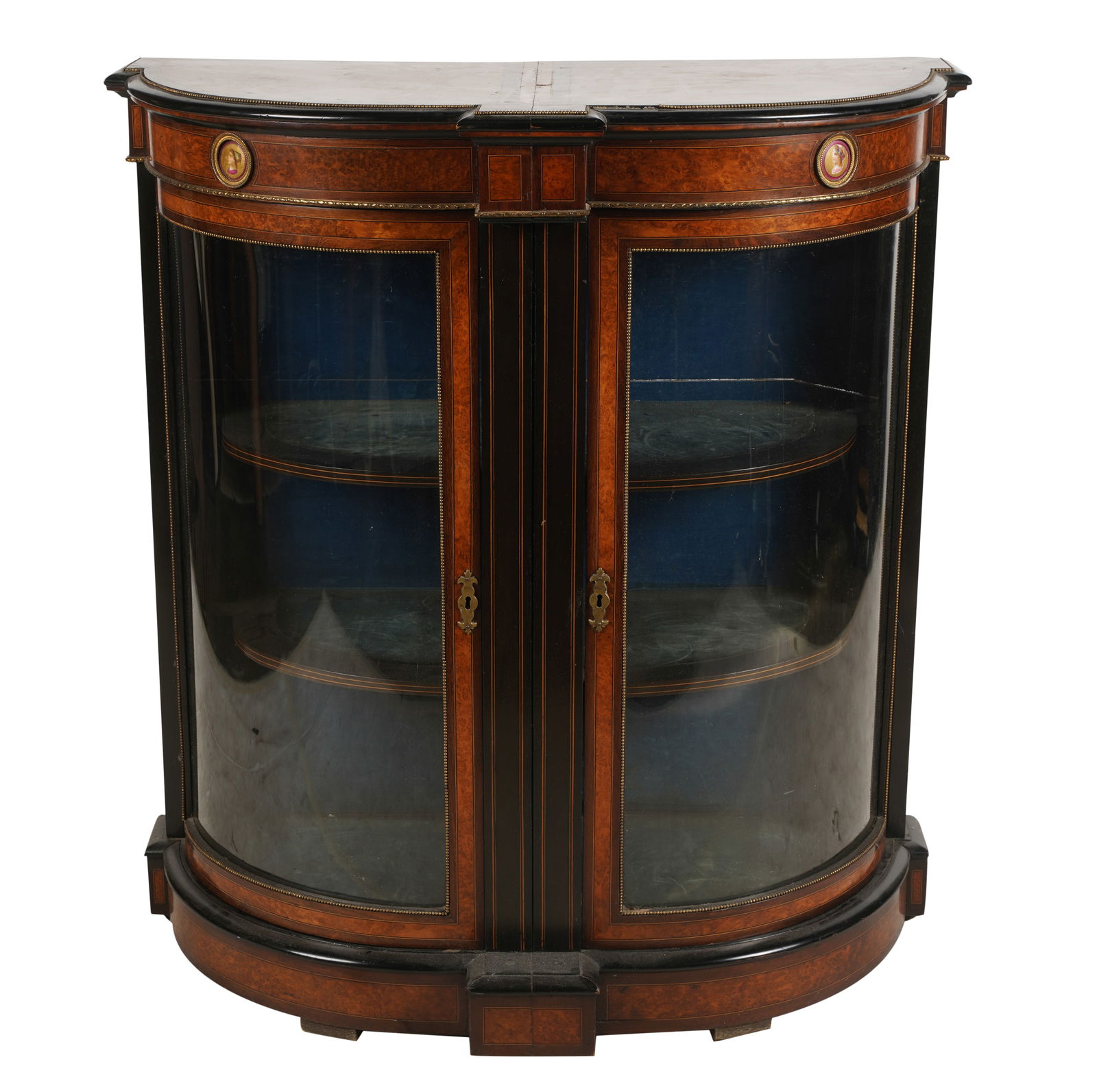 Burl Wood Demilune Curio Cabinet (1 of 7)