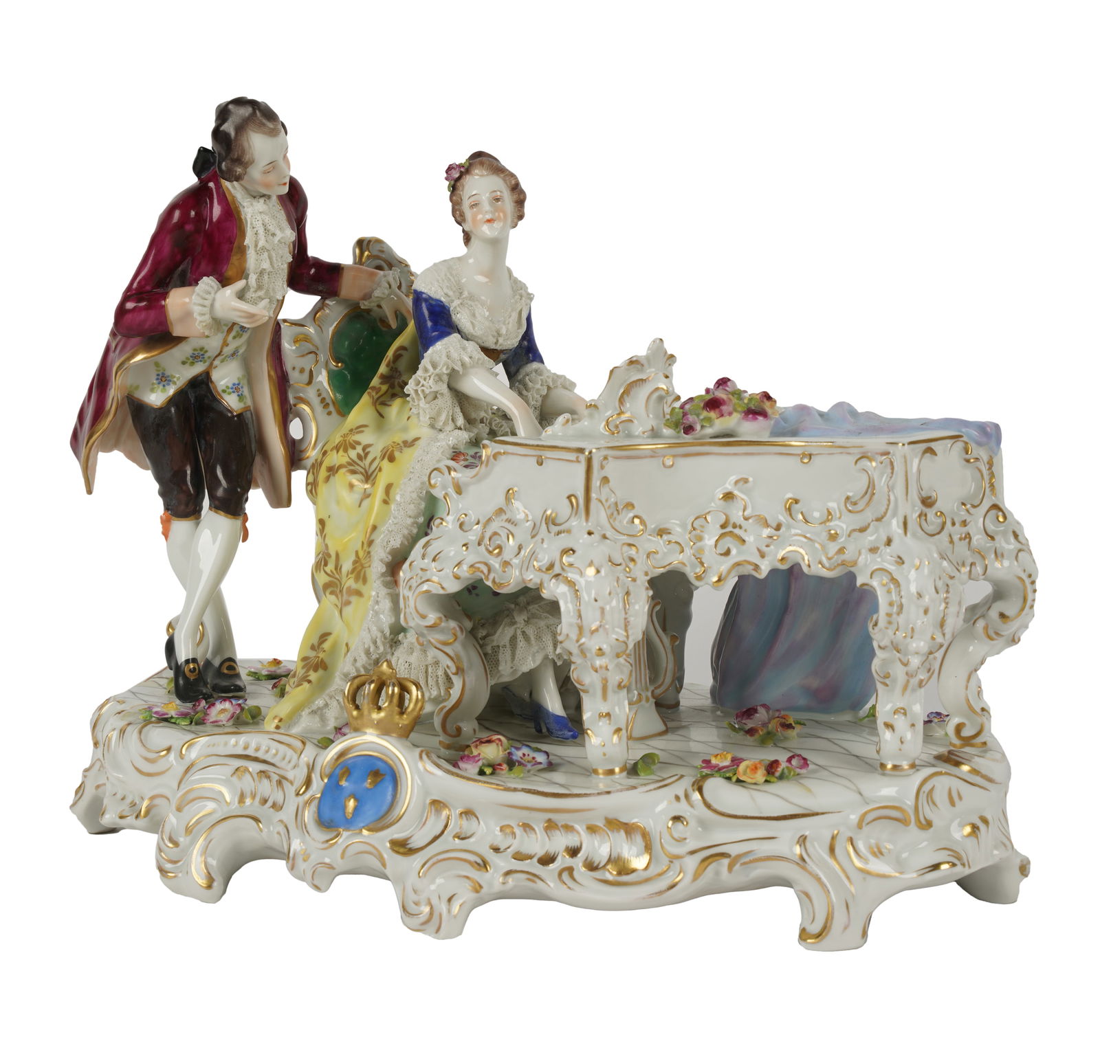Continental Porcelain Figural Group of a Couple at a Piano (1 of 11)