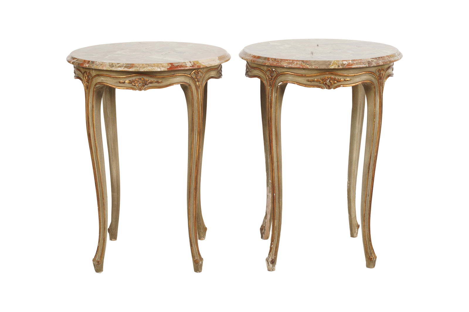 Pair of Rococo-Style Marble-Top Lamp Tables (1 of 8)