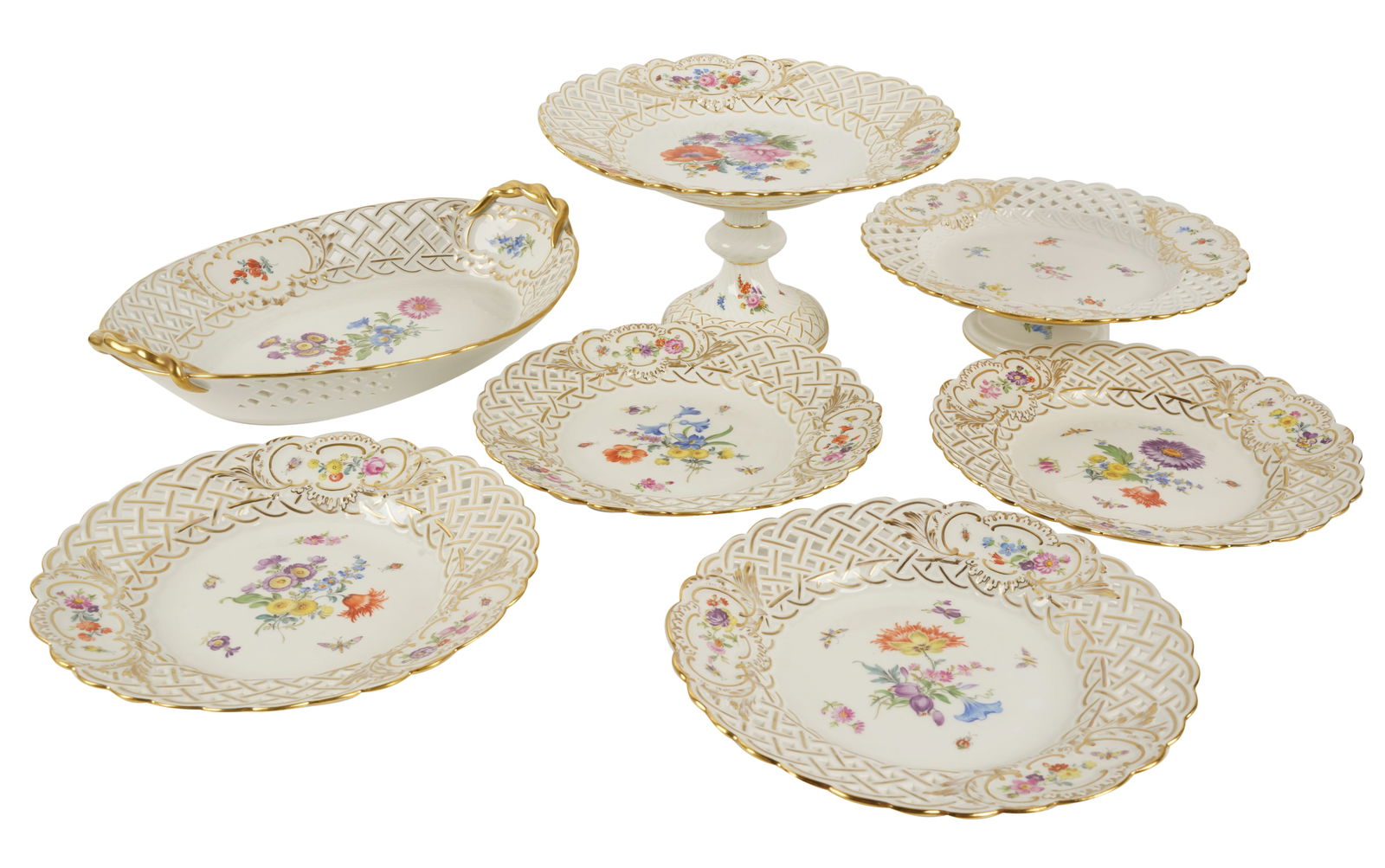 Group of Meissen Porcelain Reticulated Serving Pieces (1 of 13)